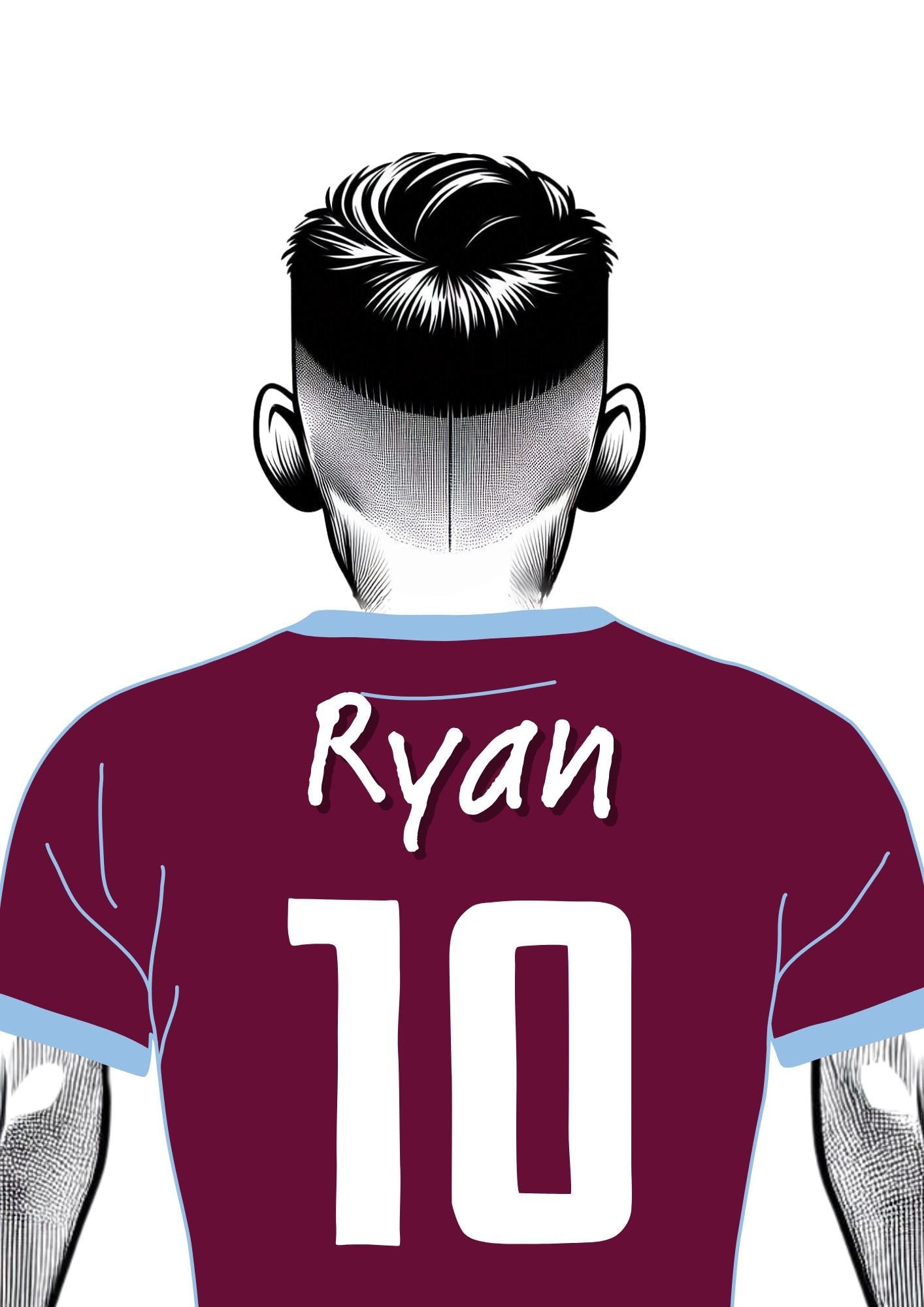 Personalised Soccer Shirt Print gift - Custom Name, Number, Shirt Colour & Hairstyle - A3 or A4, Framed/Unframed, male or female gift