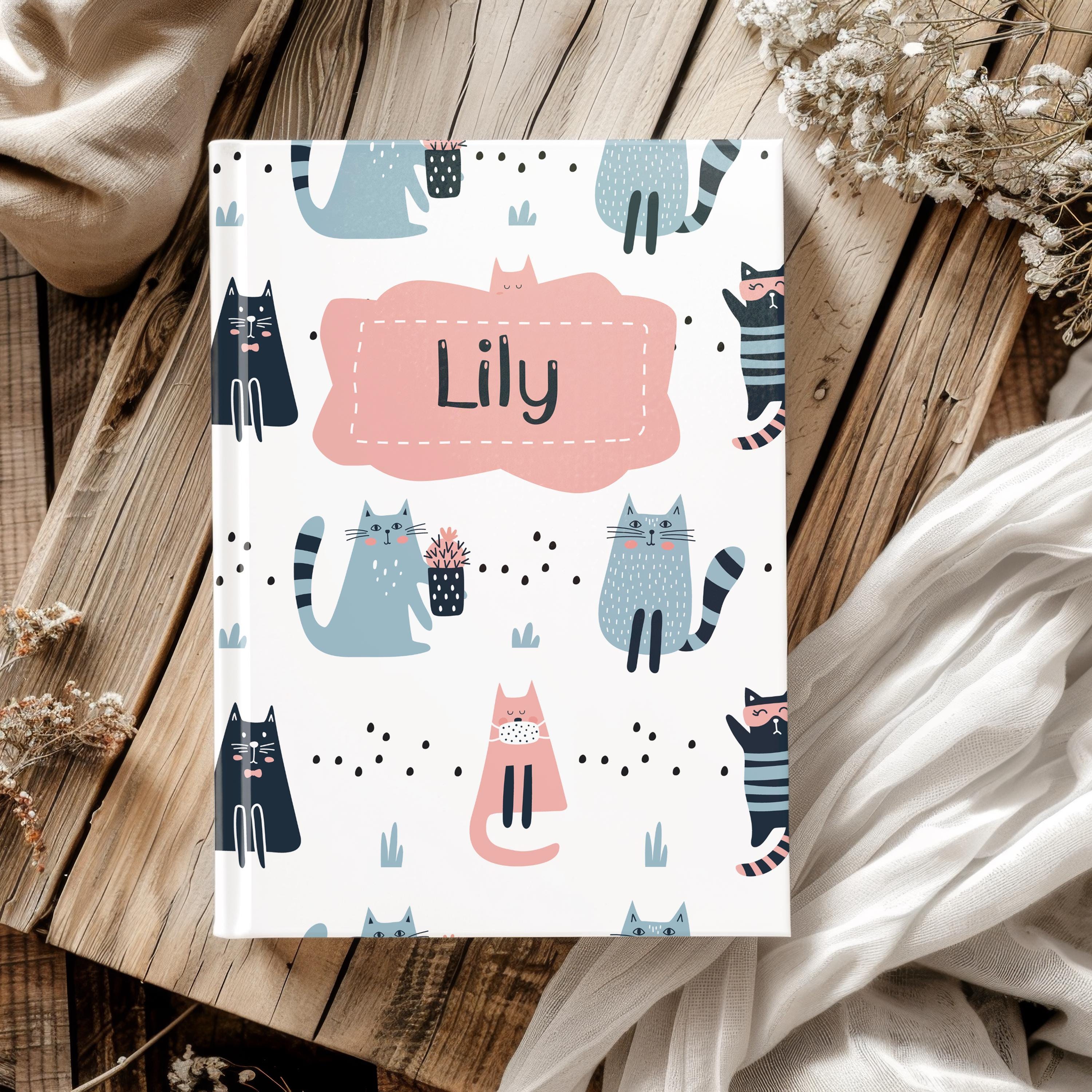 Personalised 2025 Diary - pastel cats version, week to view, Hardcover, A5 Thread-Sewn Journal with 100gsm Paper