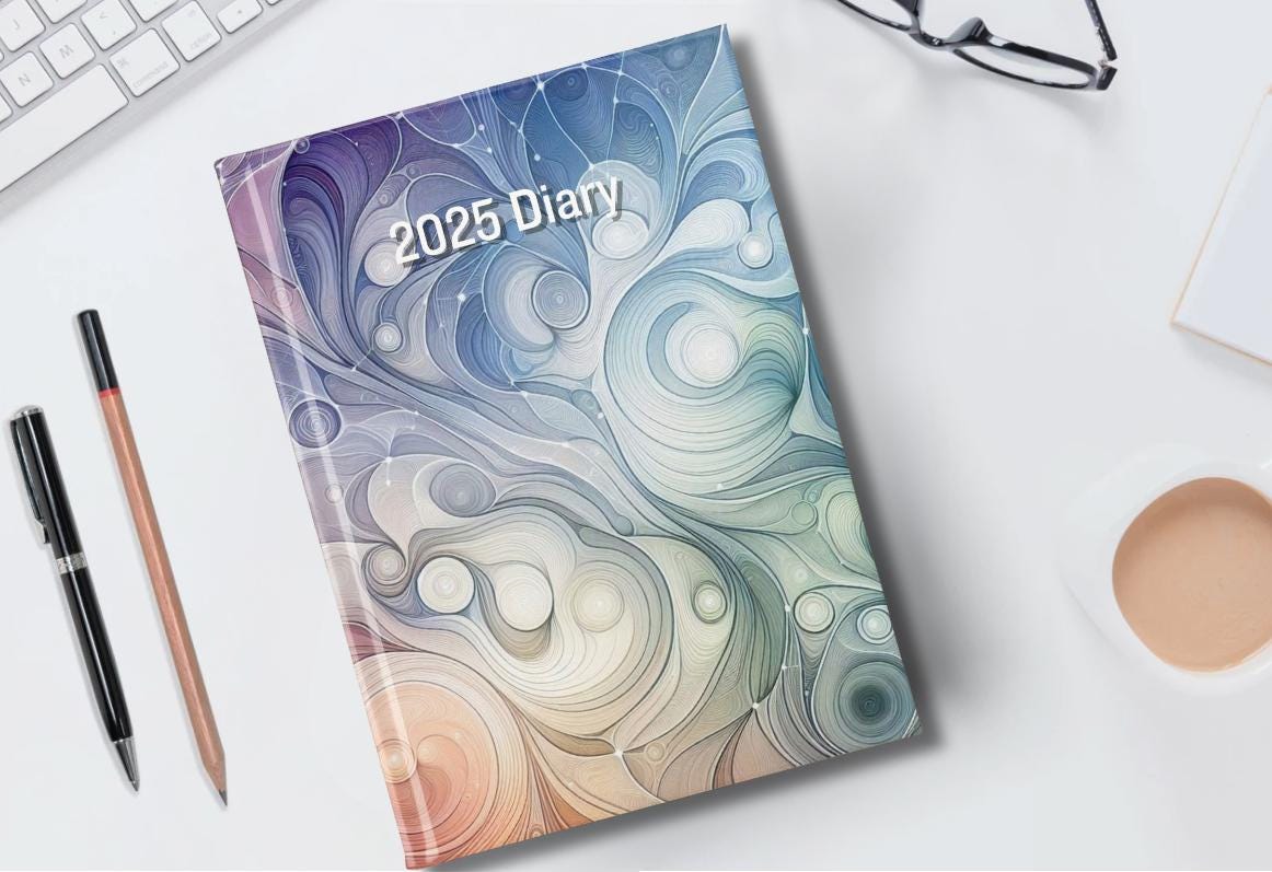 2025 Diary - week view, Hardcover, Neurographic design, A5 Thread-Sewn Journal with 100gsm Paper