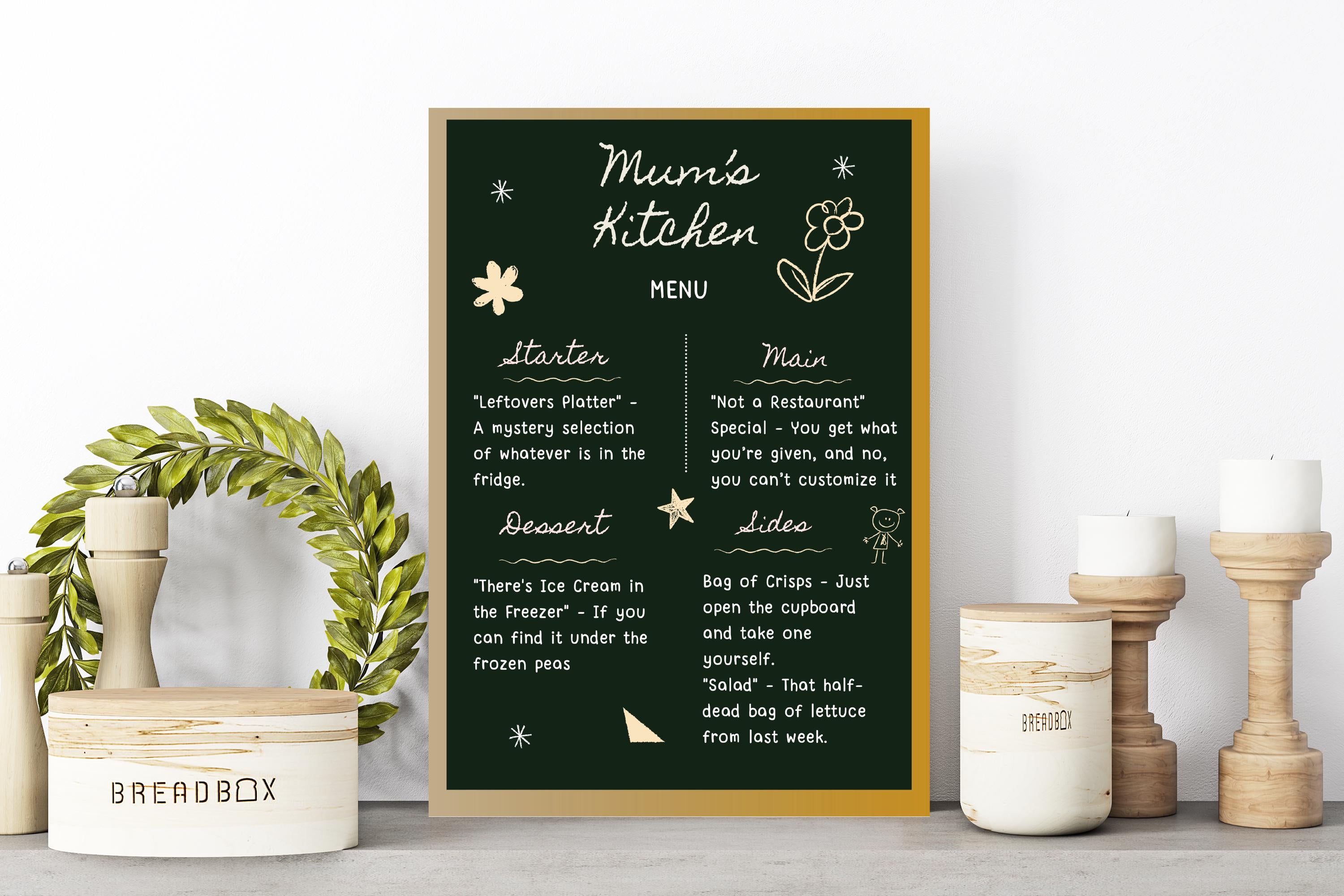 Personalised funny Mum's kitchen print, A3 or A4