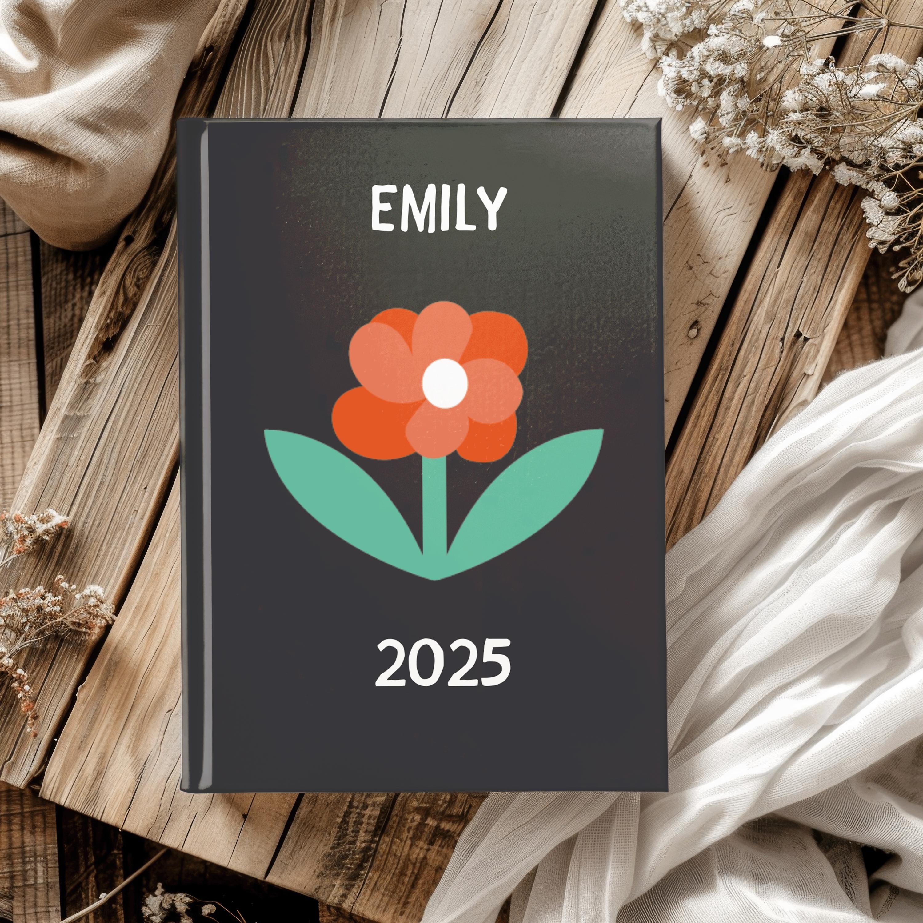 Personalised 2025 Diary - flowerpot version, week to view, Hardcover, A5 Thread-Sewn Journal with 100gsm Paper