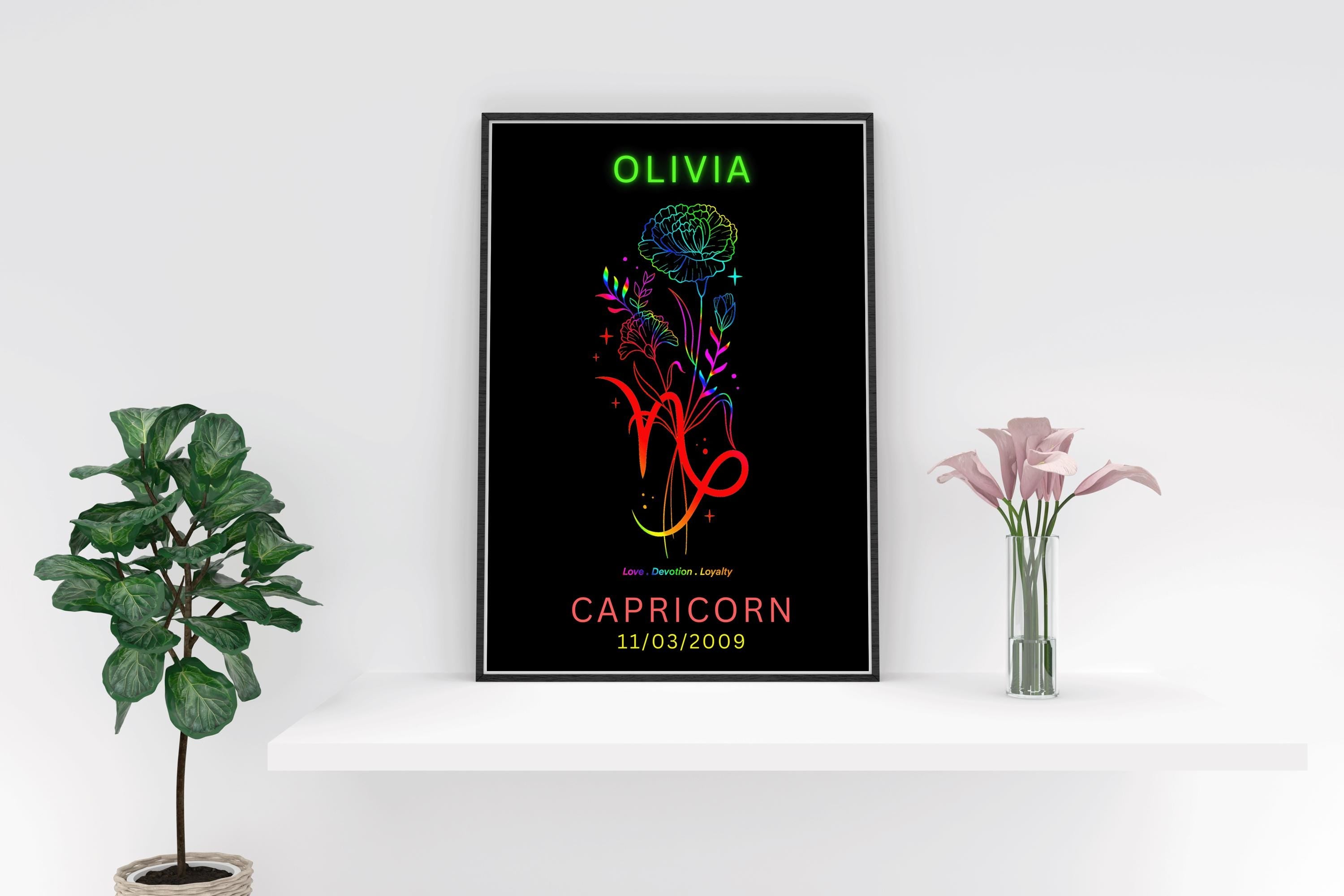 Zodiac Capricorn star sign personalised print , birthday gift