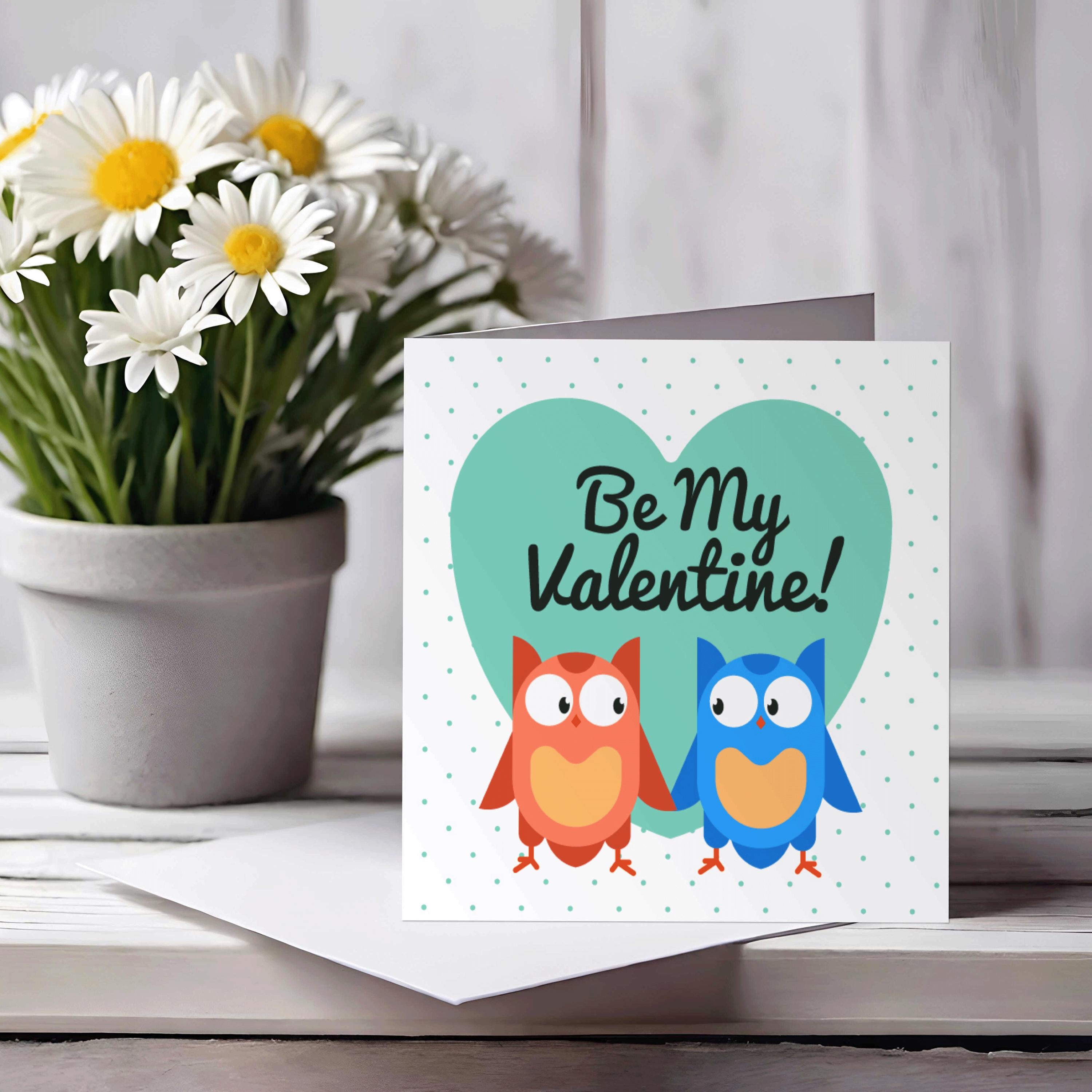 Valentine's Day Card - Owls version, Eco Friendly , 100% Recyclable - FSC-Certified Gloss Finish