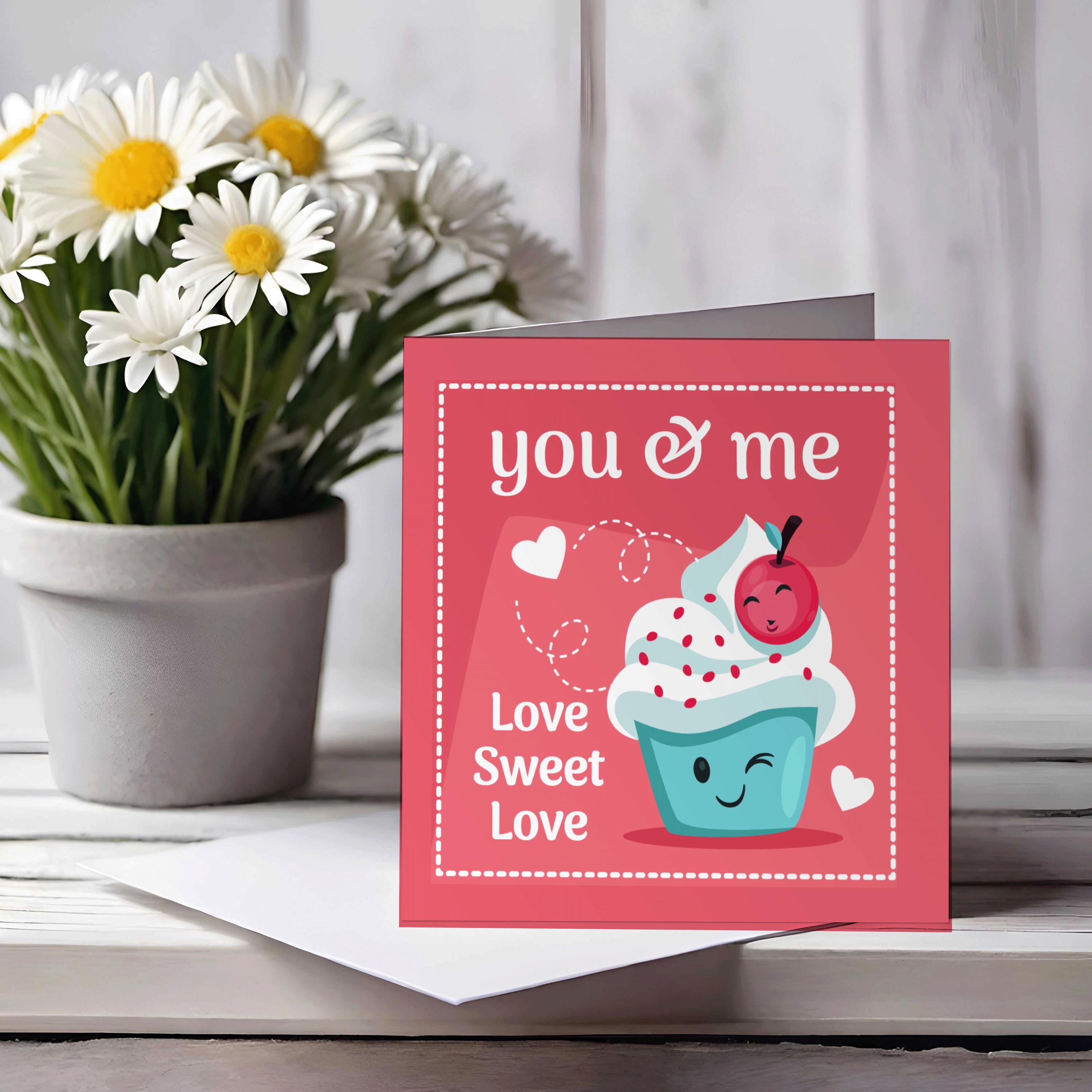 Valentine's Day Card - love sweet love version, Eco Friendly , 100% Recyclable - FSC-Certified Gloss Finish