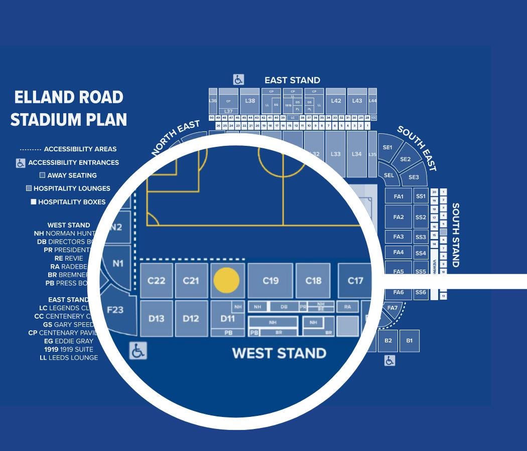 Personalised Football Stadium print , Elland Road, Leeds, blueprint type and seating plan, your name and seat