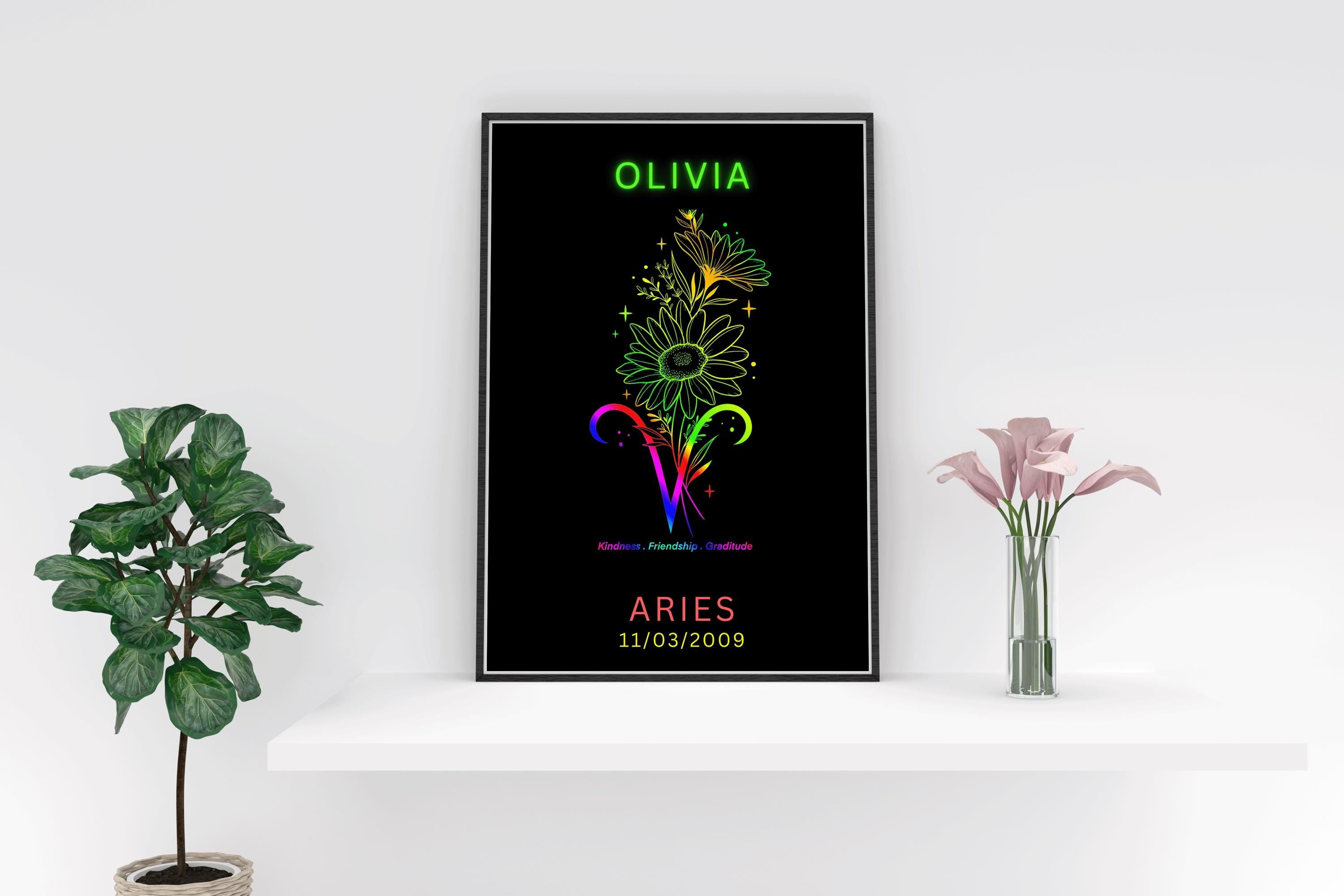 Zodiac Aries star sign personalised print , birthday gift