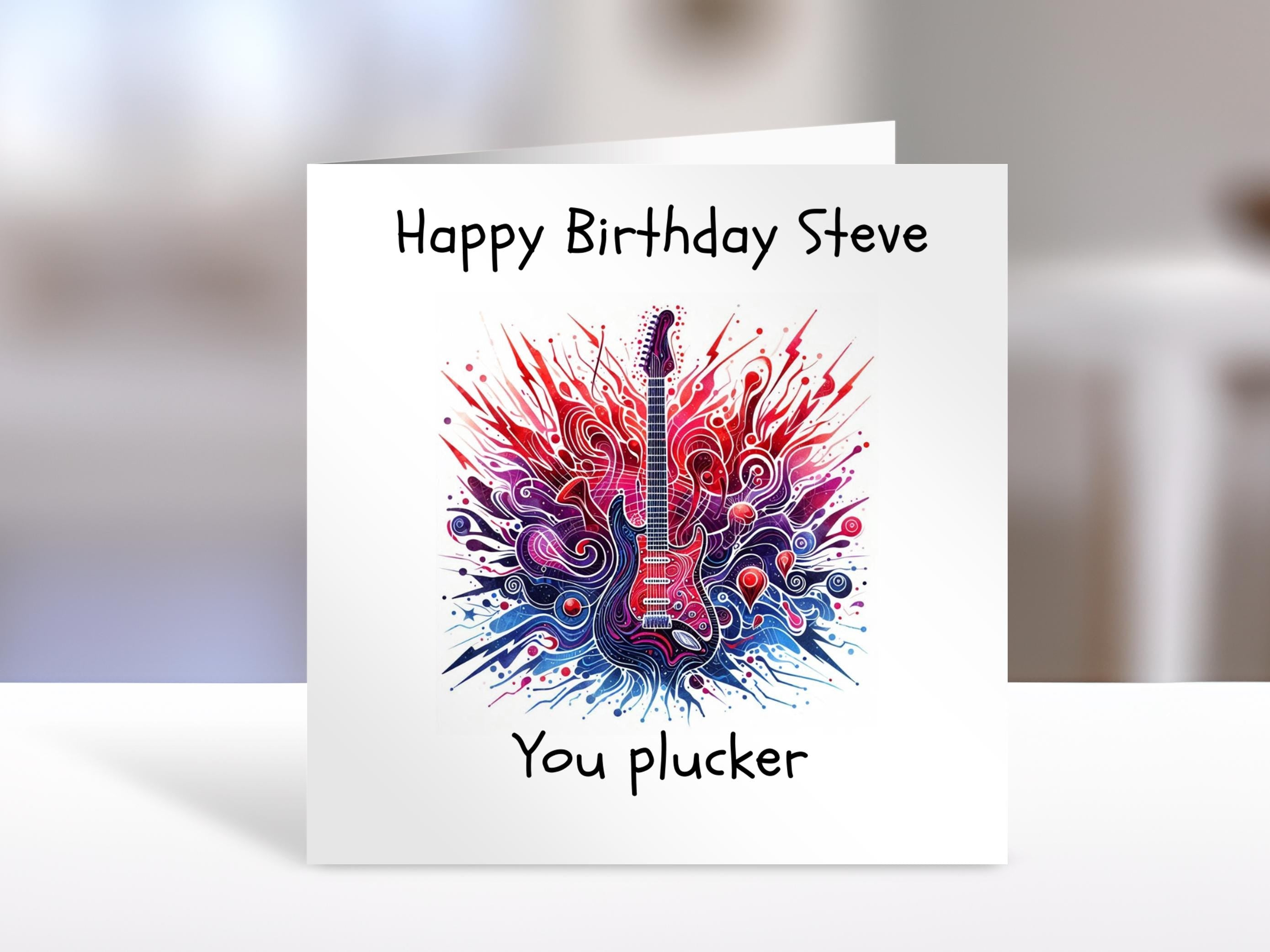 Guitar Birthday card, personalised name, guitar player, humorous greeting cards