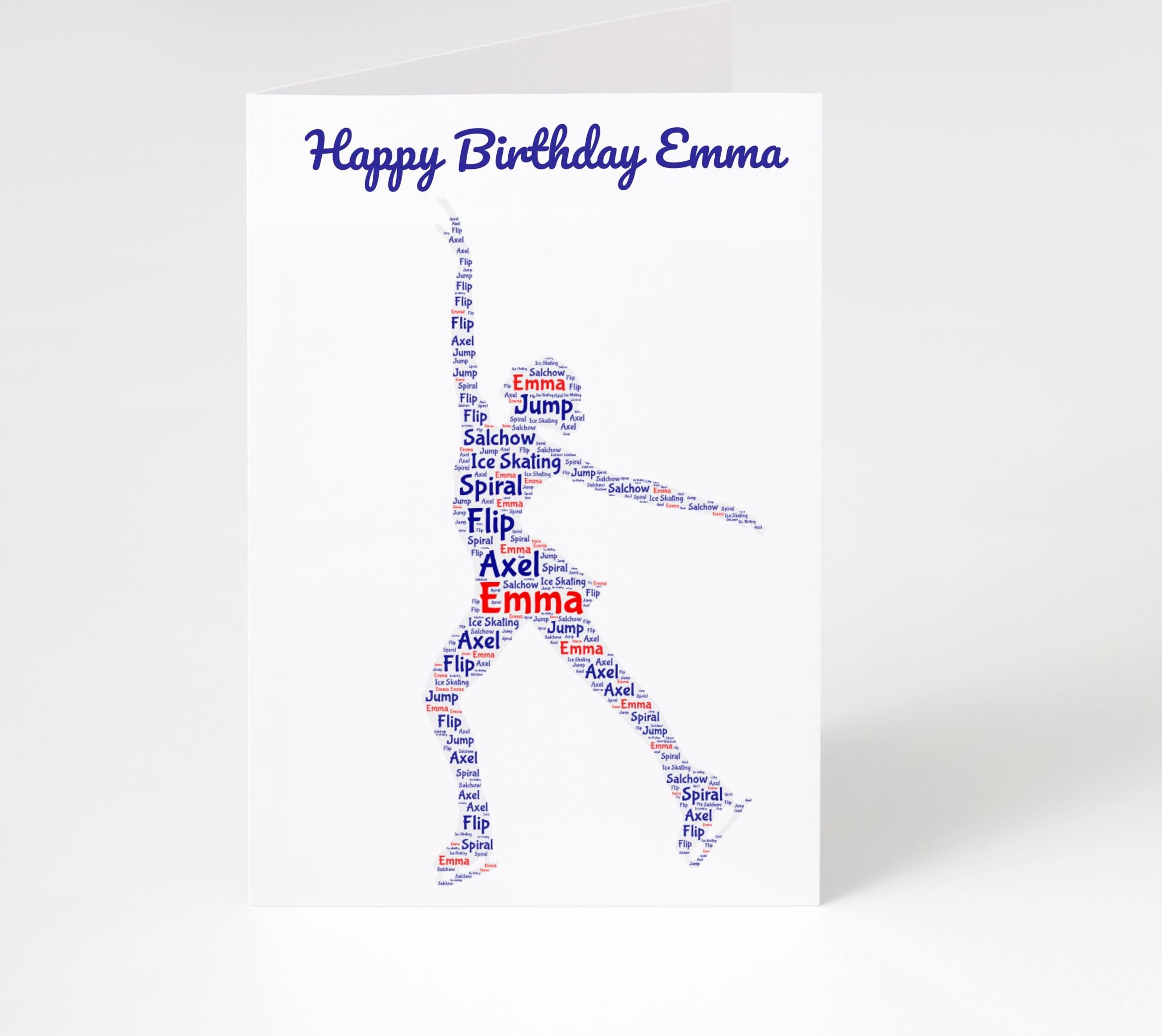 Personalised Ice skating birthday card, word art, Home Gift | ice skating Cards | Personalised Family Gift | Ice skating