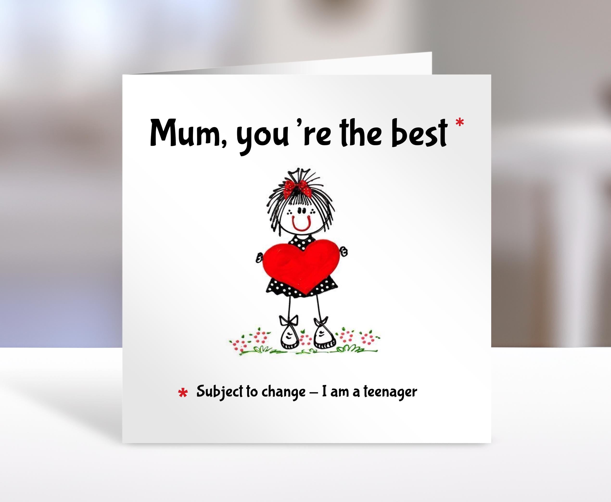 Mother's Day card, you're the best (teenager), greeting cards