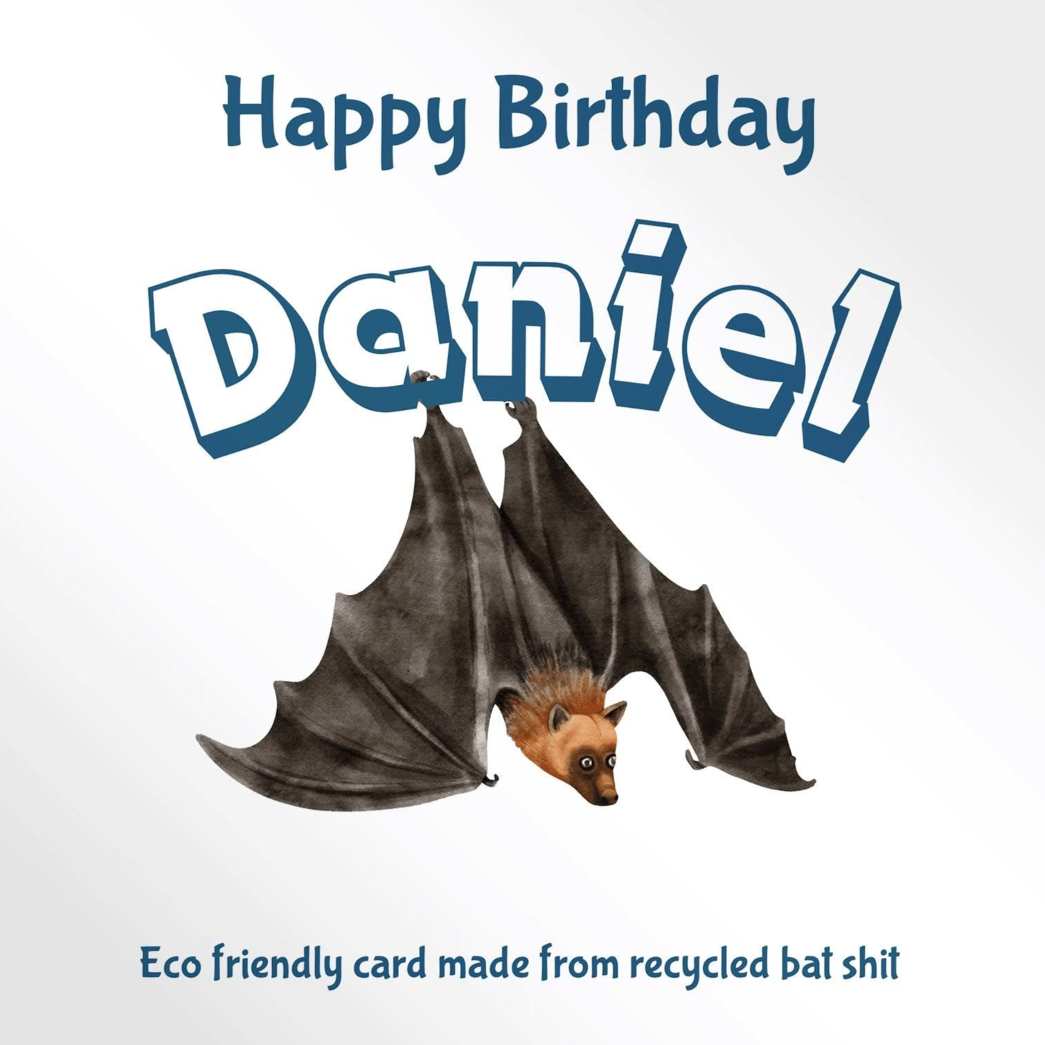 Personalised Birthday card , recycled bat