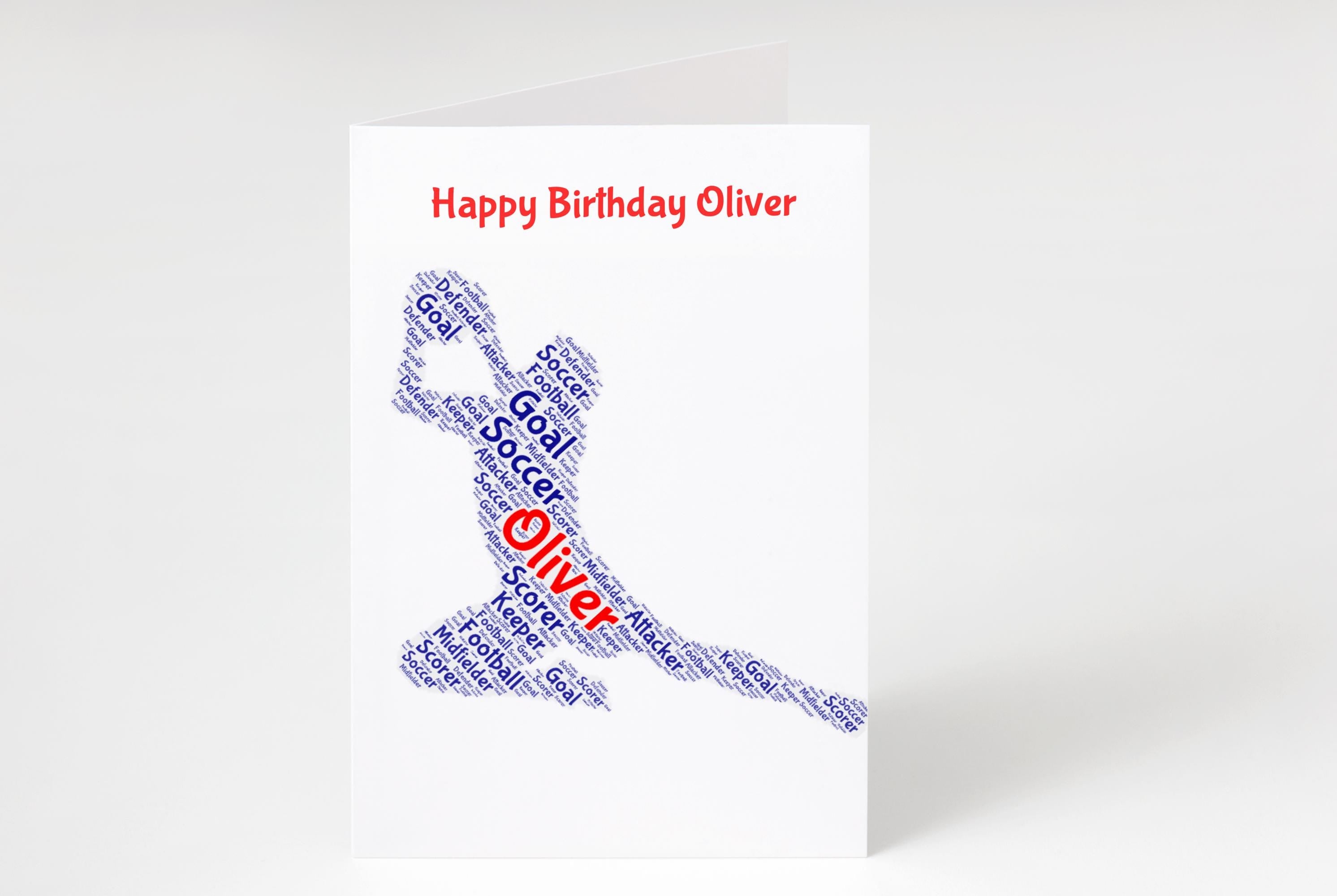 Personalised soccer goalkeeper birthday card, male, word art | Home Gift | soccer Cards | Personalised Family Gift | Soccer