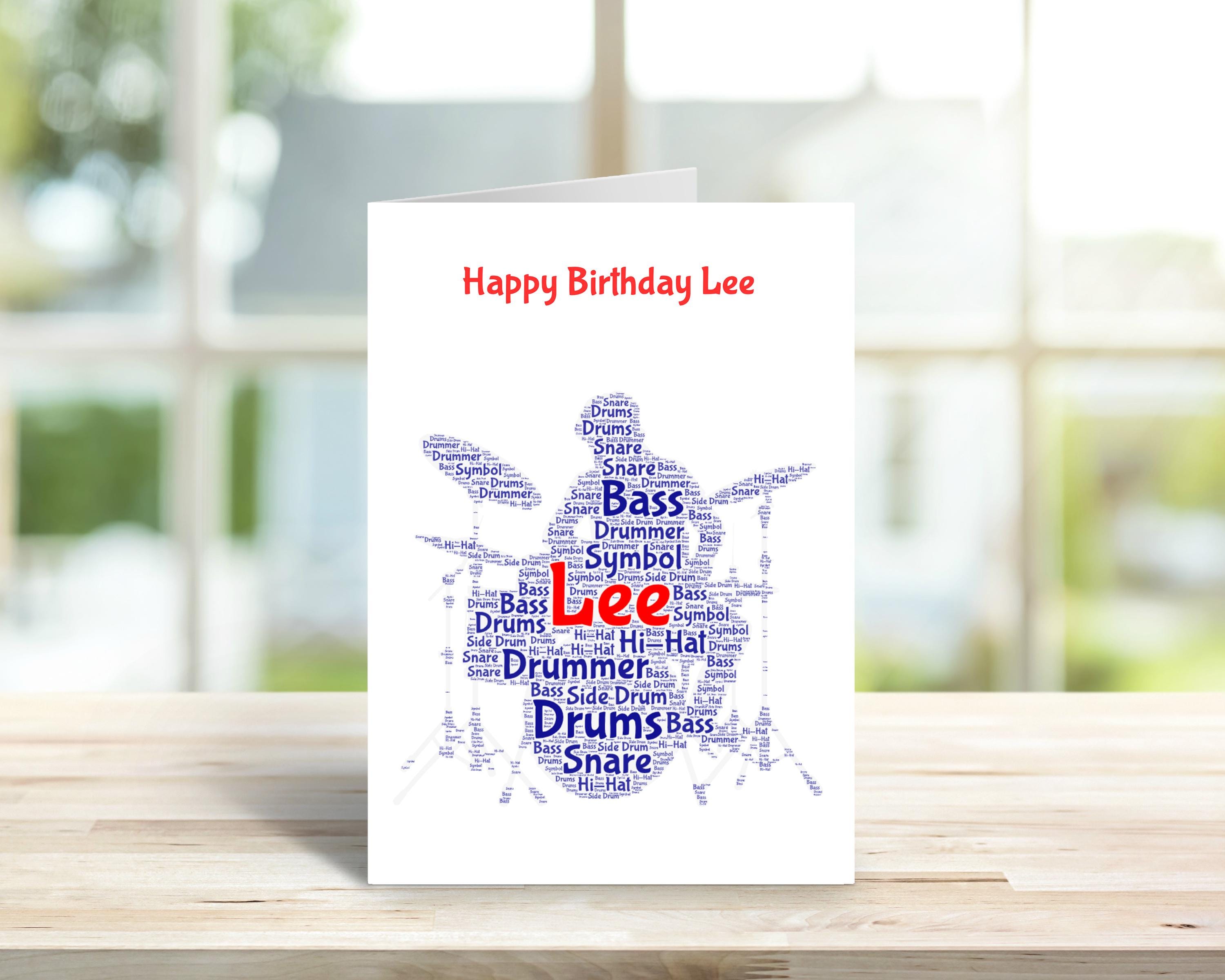 Personalised Drummer birthday card, word art | Home Gift |Drummer Cards | Personalised Family Gift | Drumming