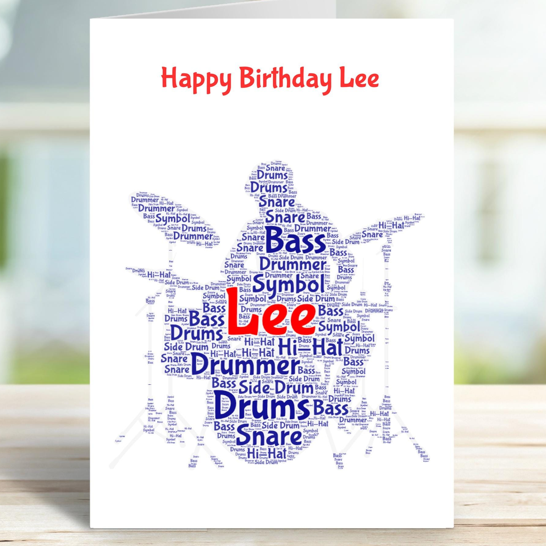 Personalised Drummer birthday card