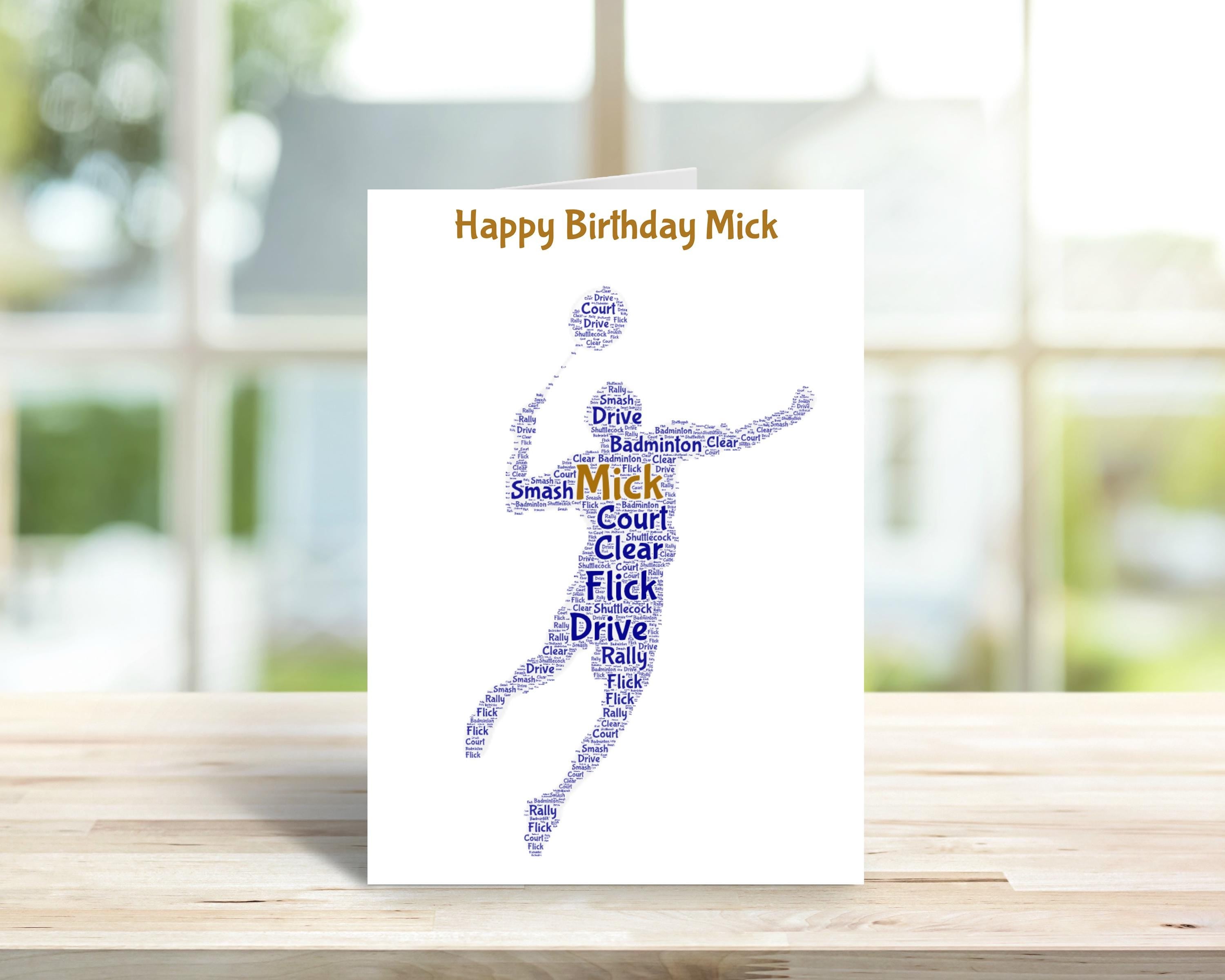 Personalised badminton birthday card, word art | Home Gift | badminton Cards | Personalised Family Gift | badminton