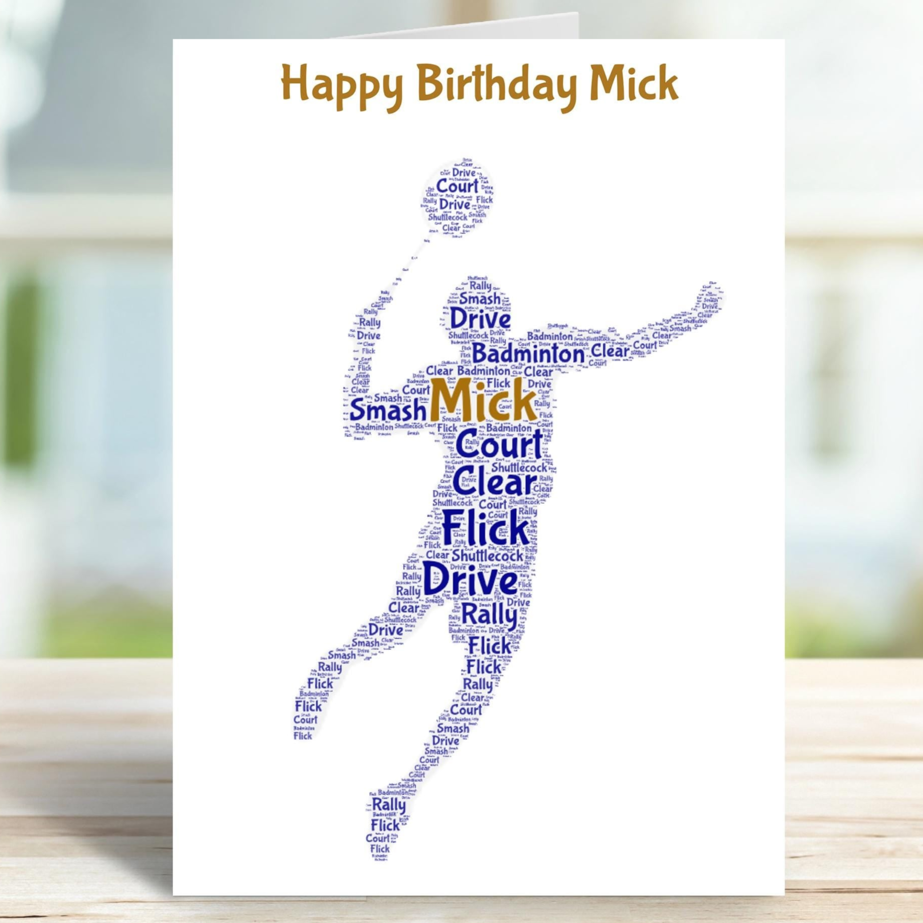 Personalised badminton birthday card