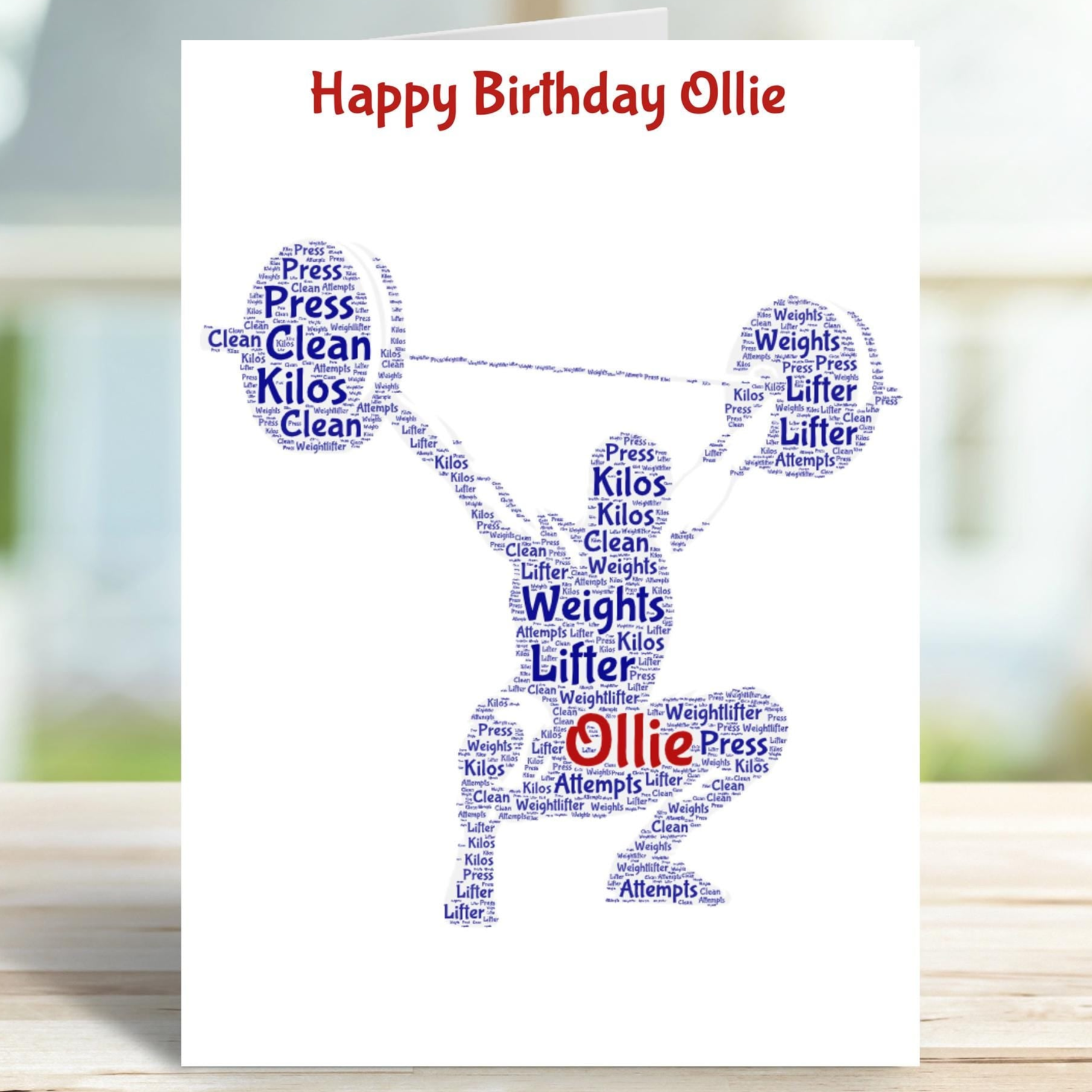 Personalised Weightlifter birthday card