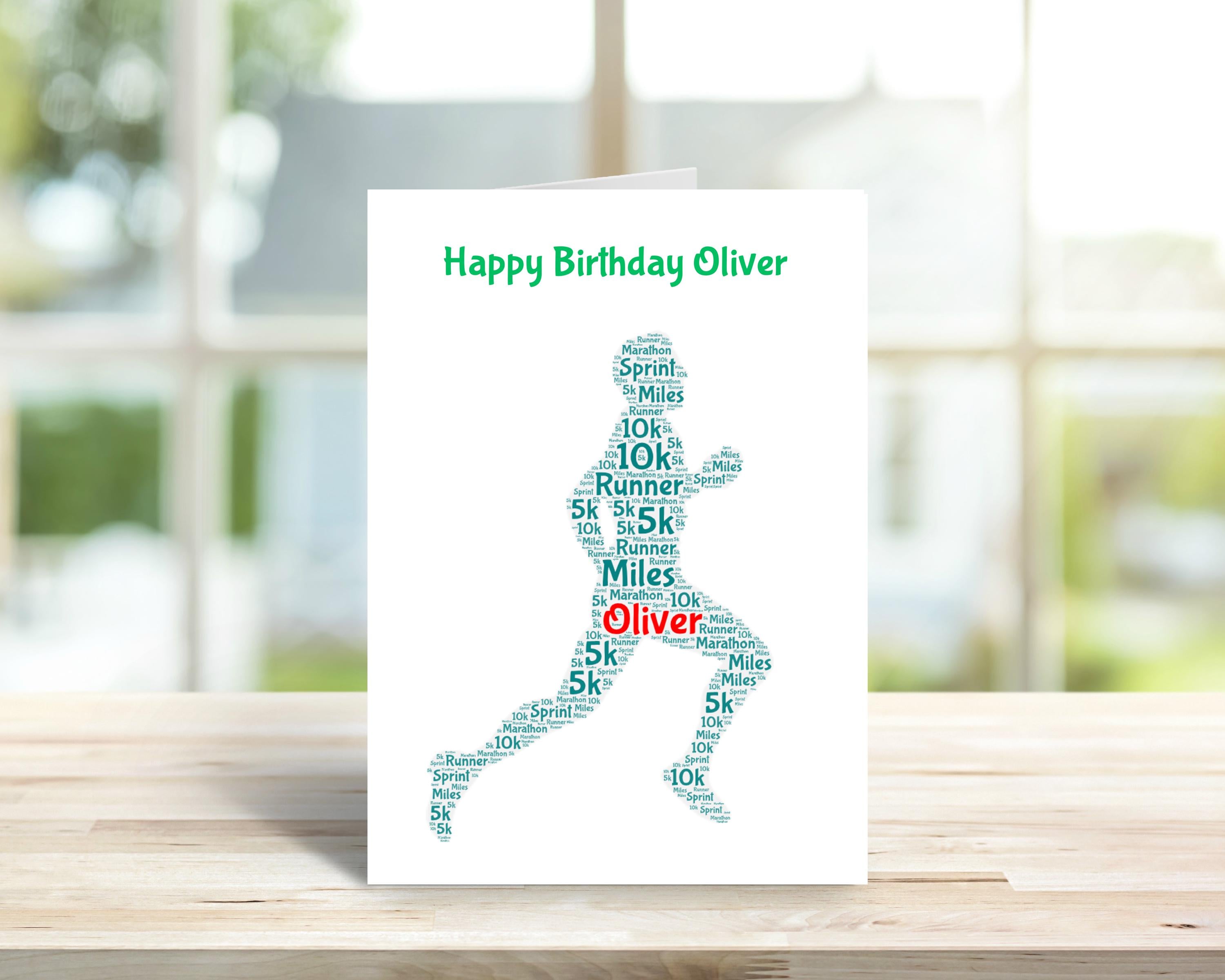 Personalised Runner birthday card, male version, word art | Home Gift | running Cards | Personalised Family Gift | Marathon