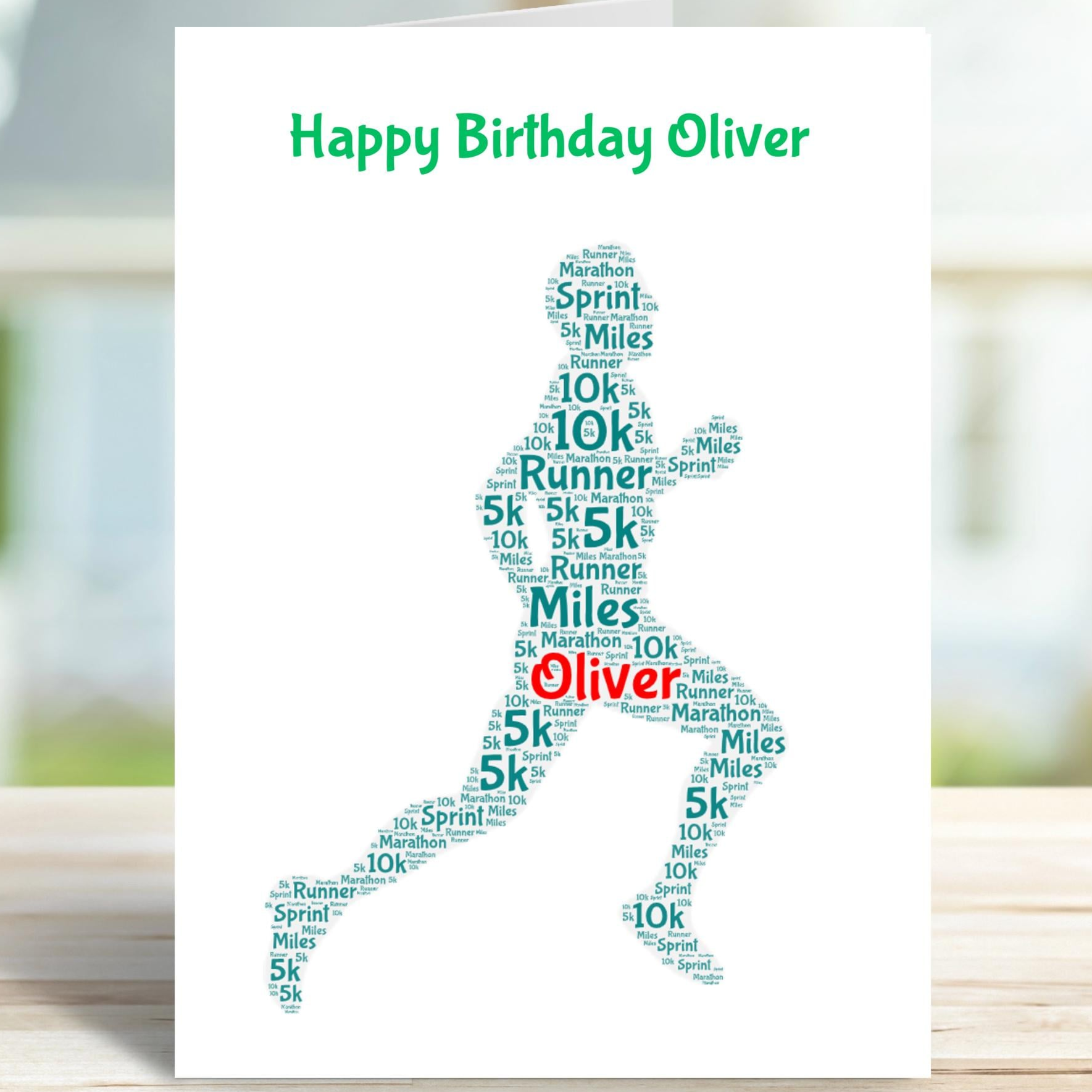 Personalised Runner birthday card,  male version