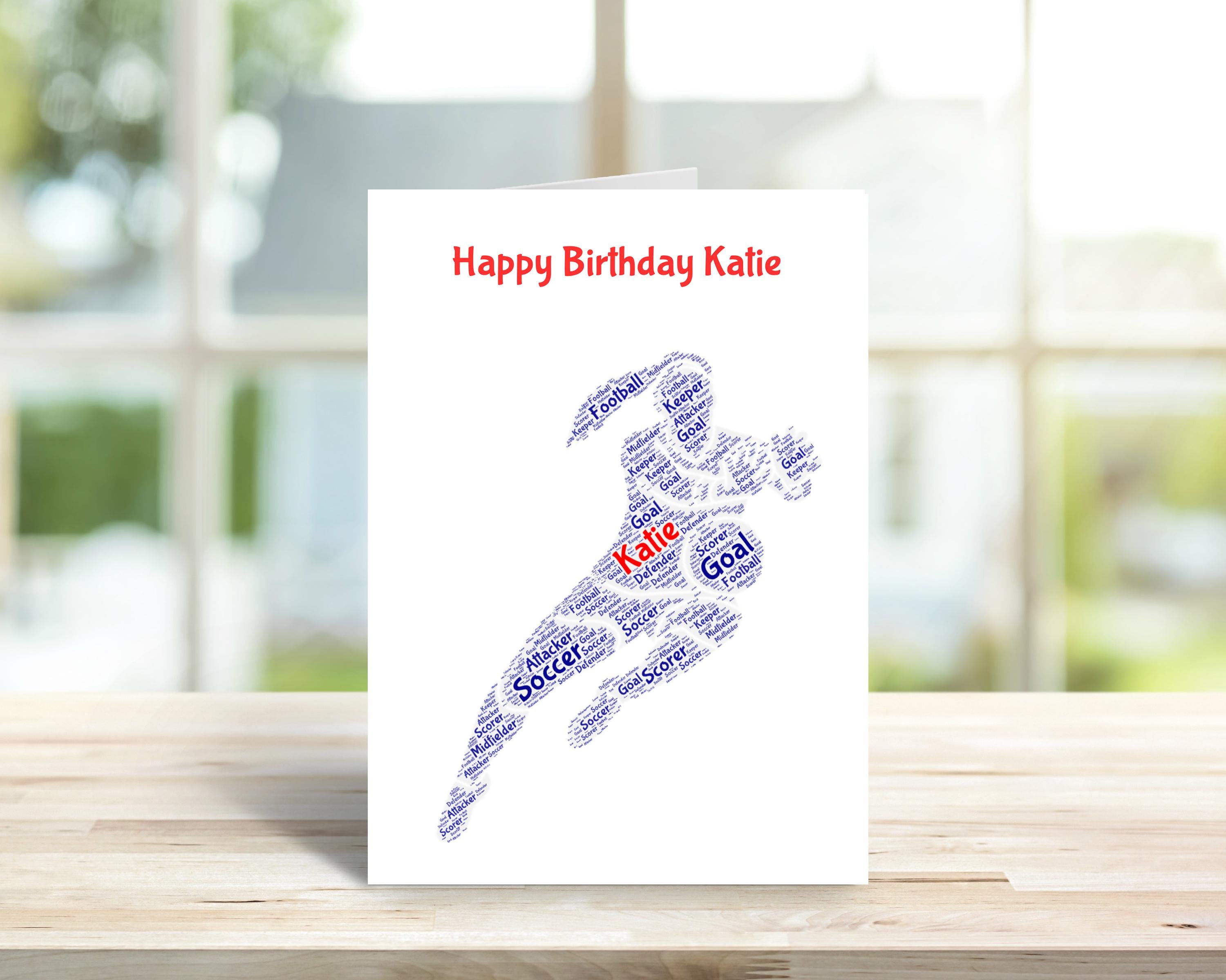 Personalised girl goalkeeper soccer birthday card, female, word art | Home Gift | soccer Cards | Personalised Family Gift | Soccer