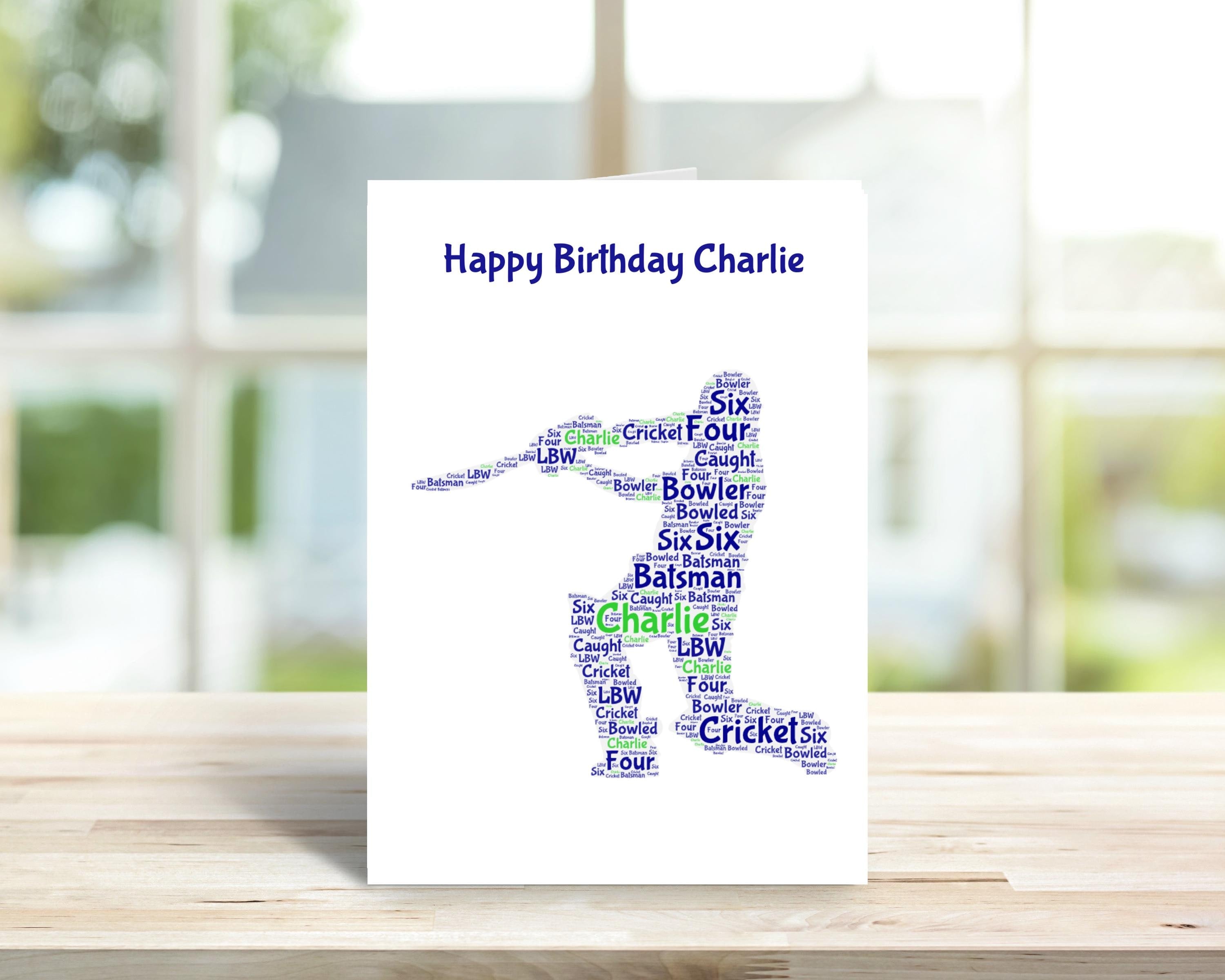 Personalised Cricket birthday card, left hander| Home Gift | cricket Cards | Personalised Family Gift | Family Illustration | Cricket