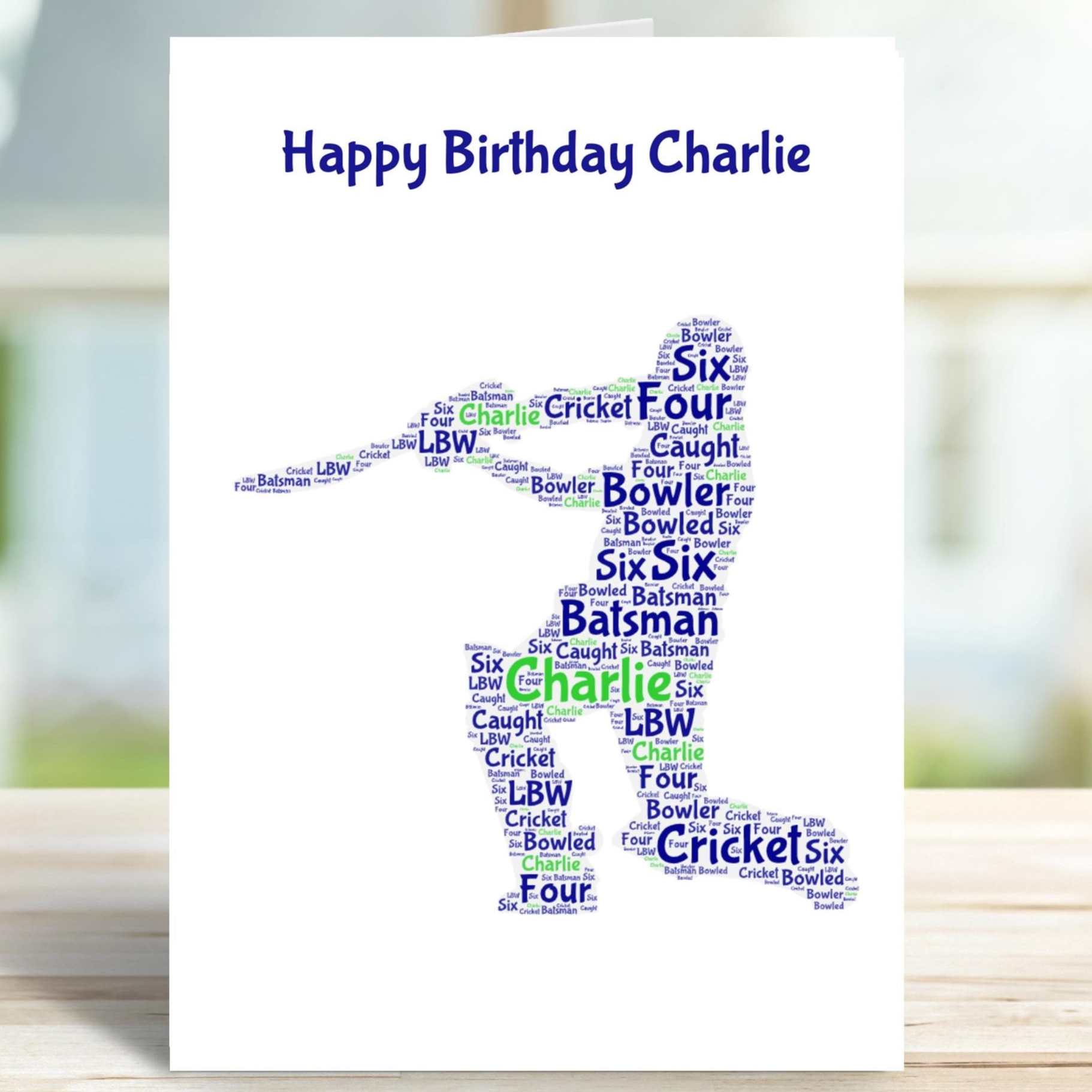 Personalised Cricket birthday card, left hander