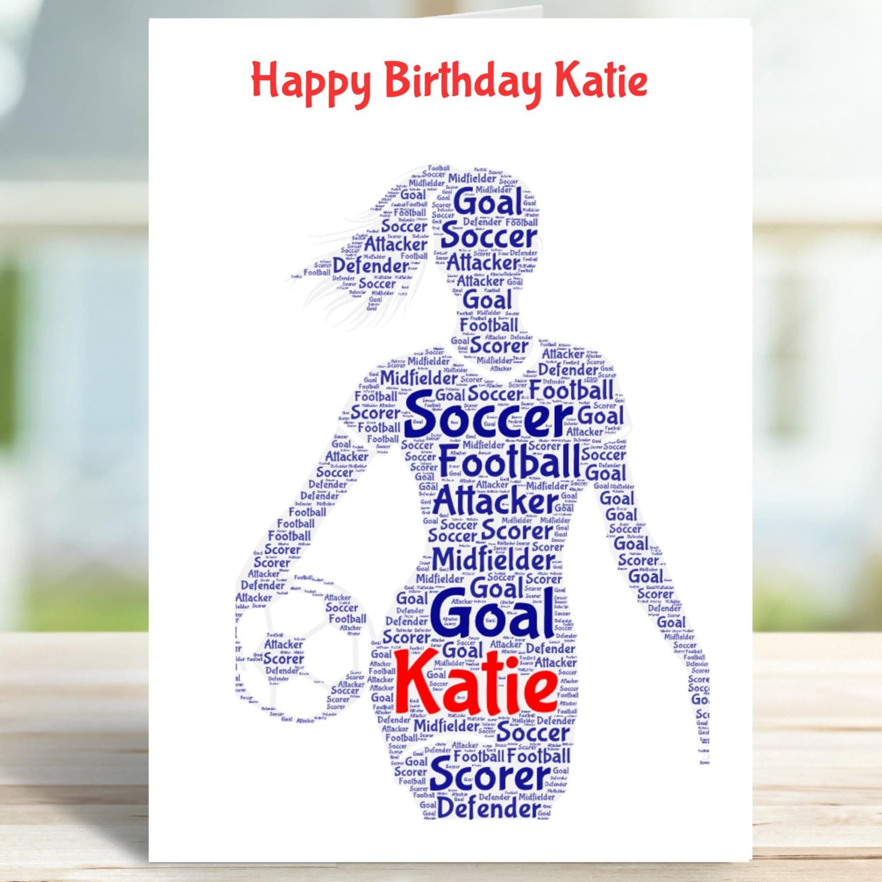 Personalised girls soccer birthday card