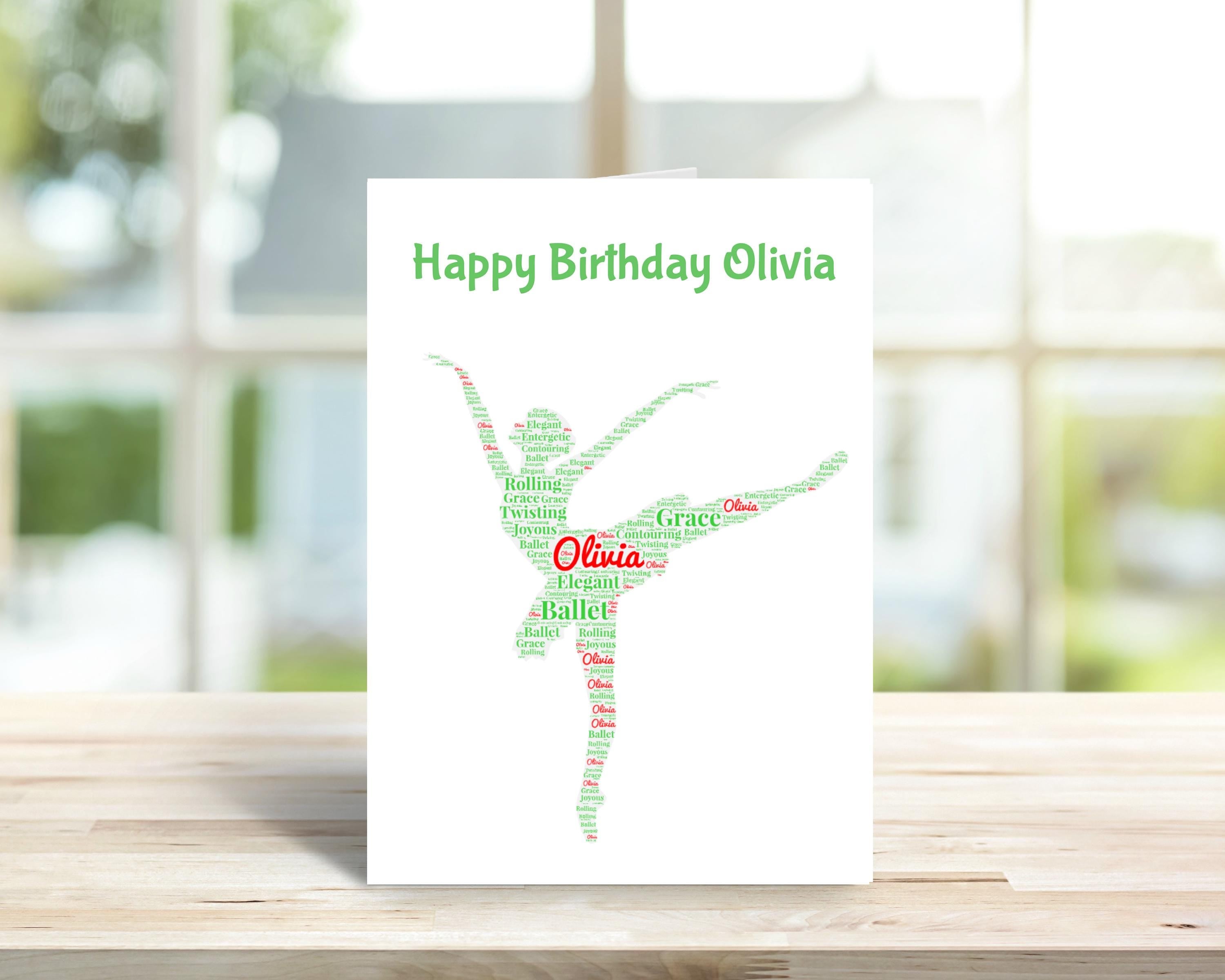 Personalised ballet birthday card, word art | Home Gift | ballet Cards | Personalised Family Gift | Family Illustration | Ballet