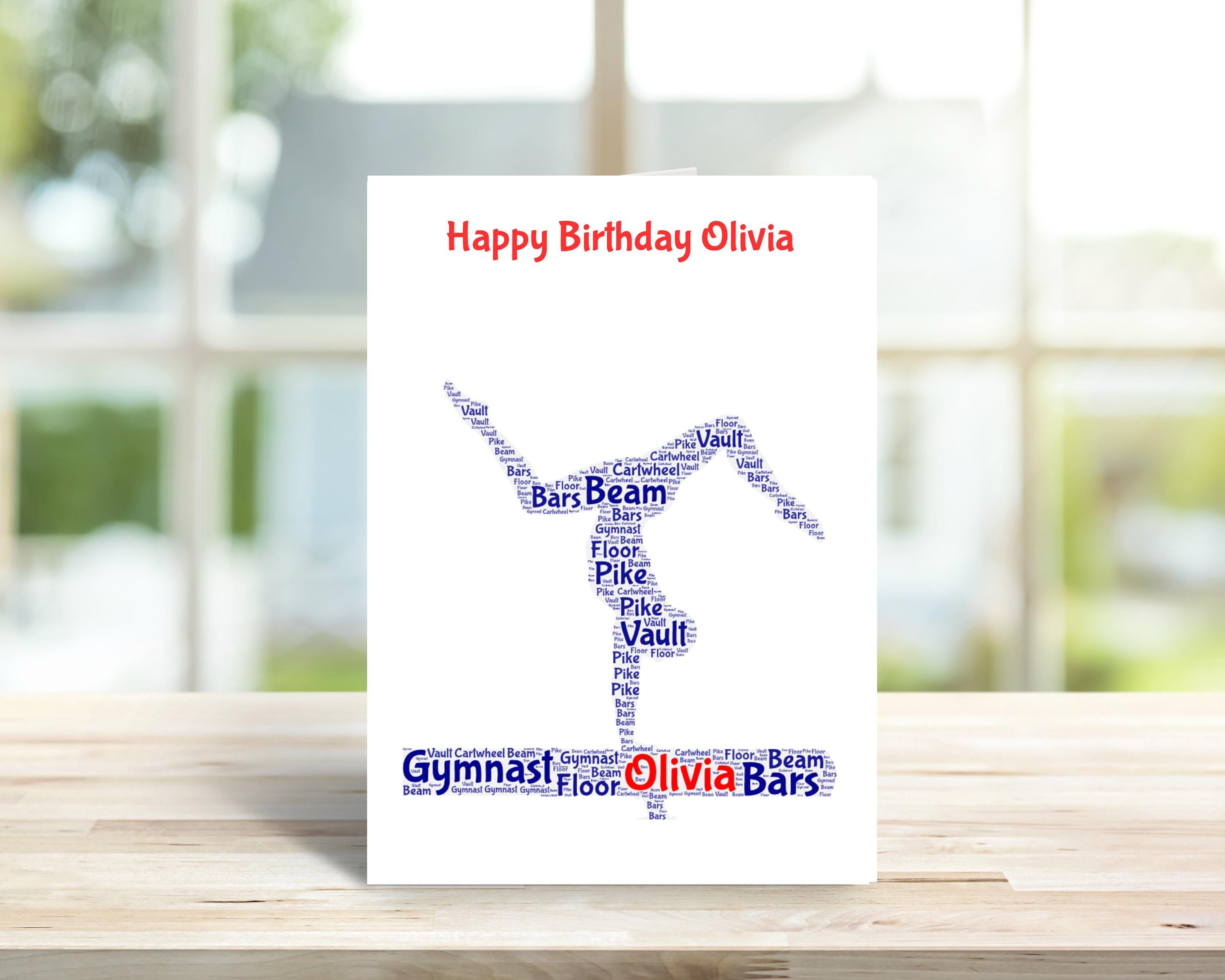 Personalised Gymnast birthday card, word art | Home Gift |Gymnast Cards | Personalised Family Gift | Gymnastics