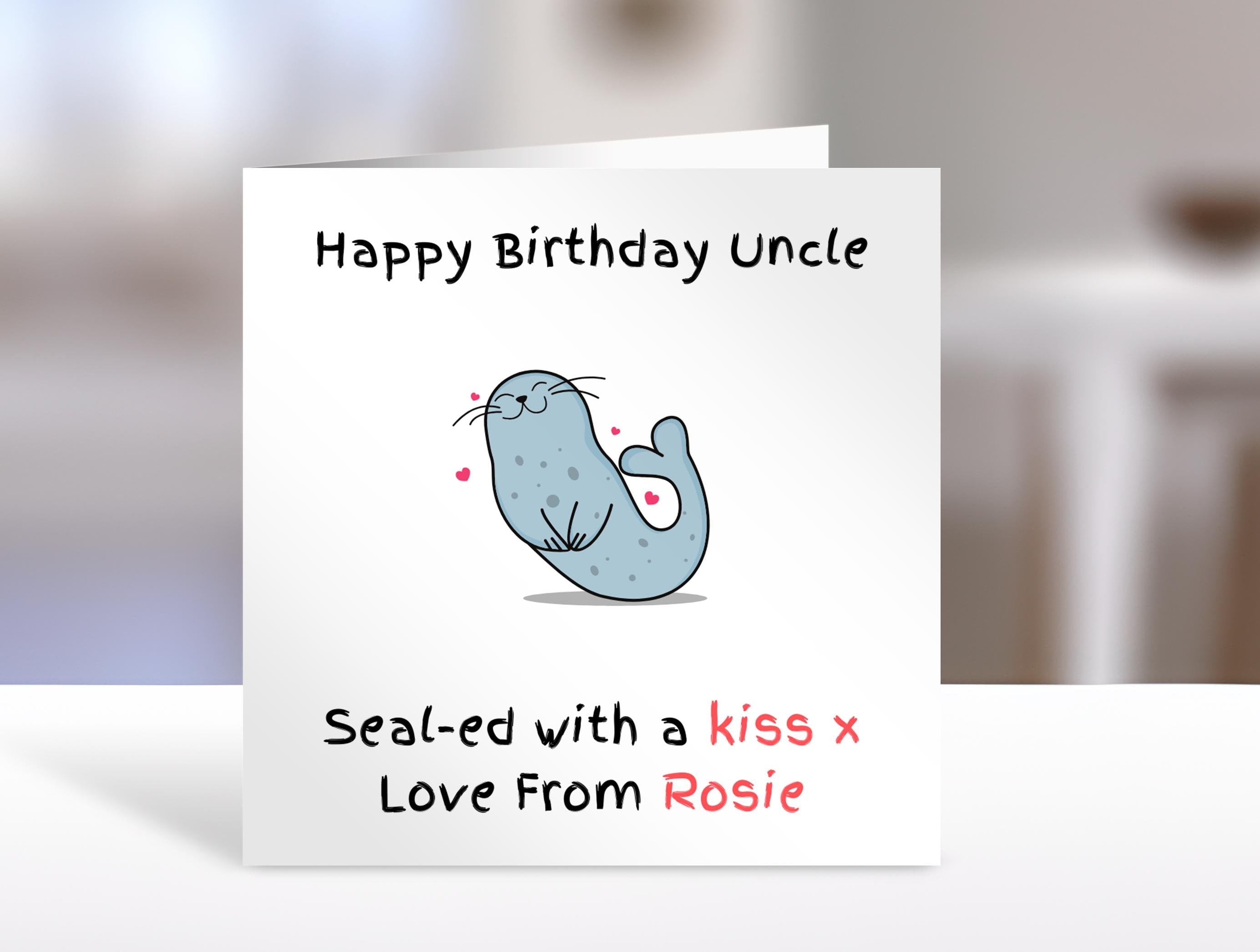 Personalised Uncle birthday card, sealed with a kiss, | Home Gift | greeting Cards | birthday card for Uncle