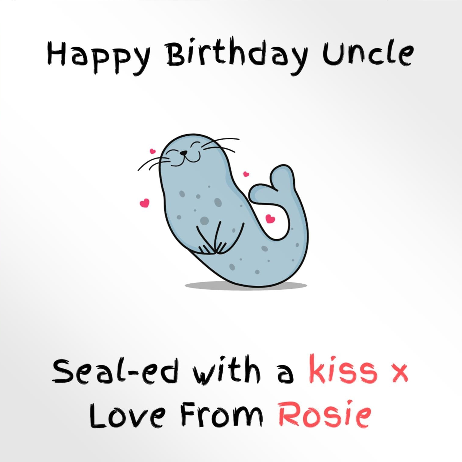 Personalised Uncle birthday card,  sealed with a kiss