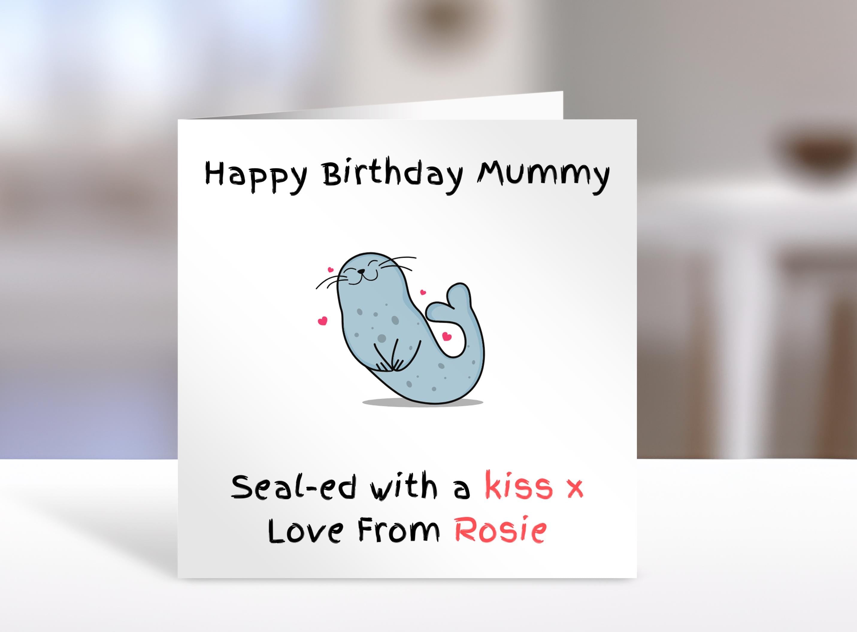 Personalised Mummy birthday card, sealed with a kiss, | Home Gift | greeting Cards | birthday card for Mummy