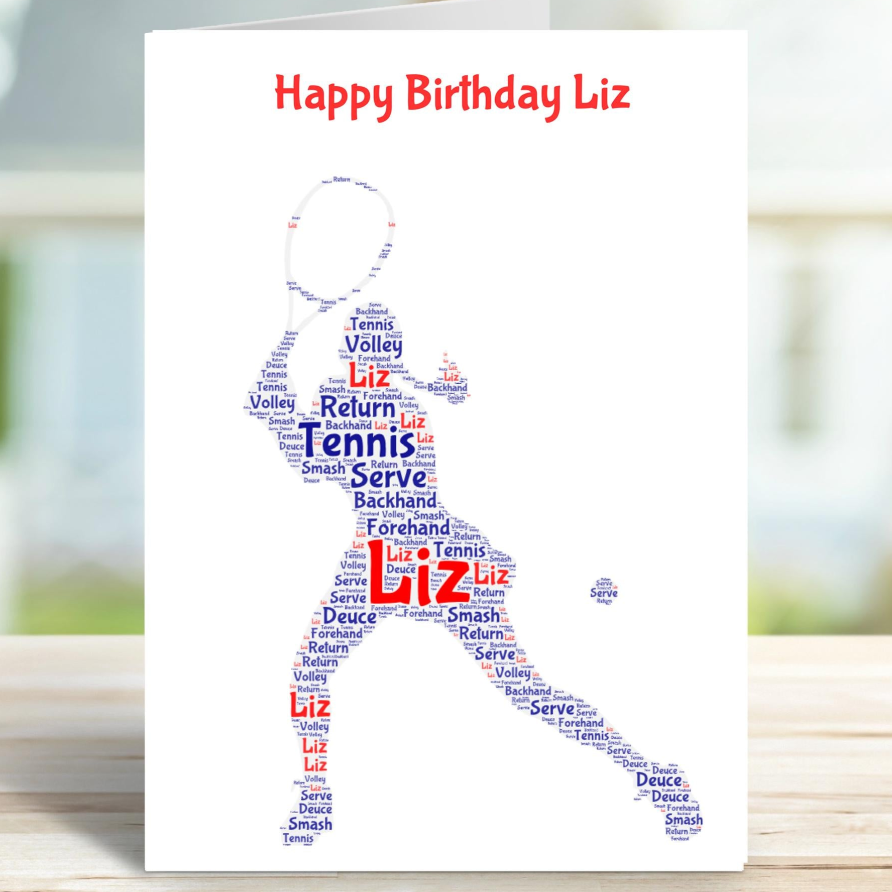 Personalised Tennis birthday card, female tennis