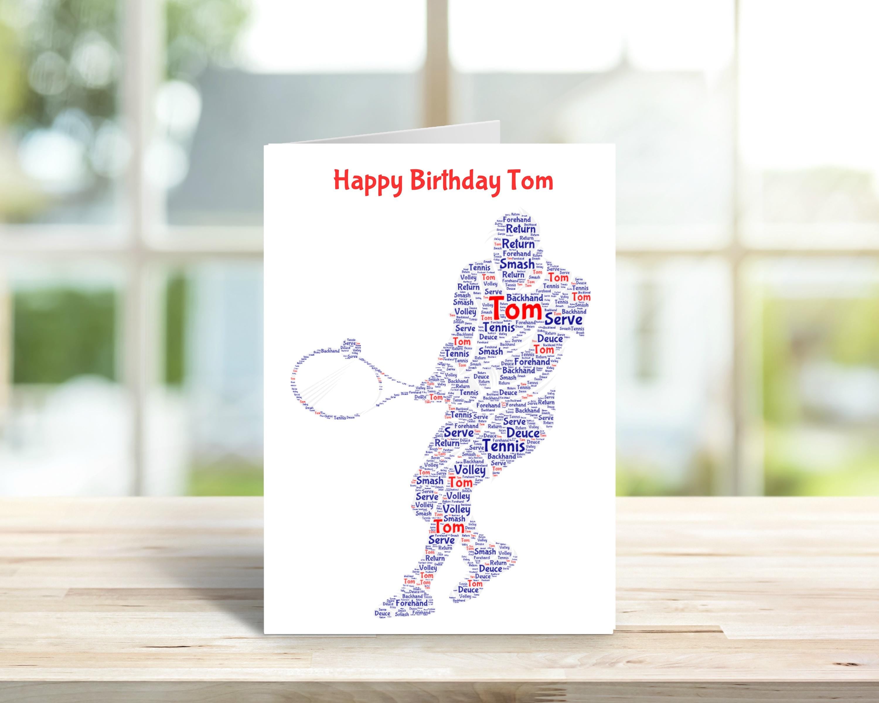 Personalised Tennis birthday card, male version, tennis| Home Gift |tennis Cards | Personalised Family Gift | Family Illustration | Tennis