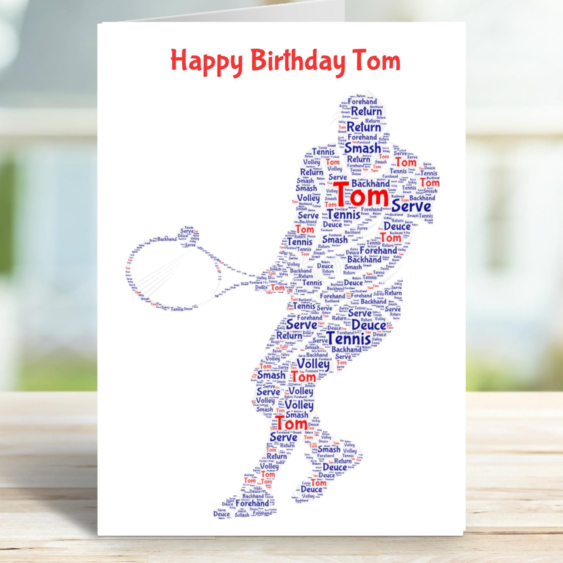 Personalised Tennis birthday card, male version