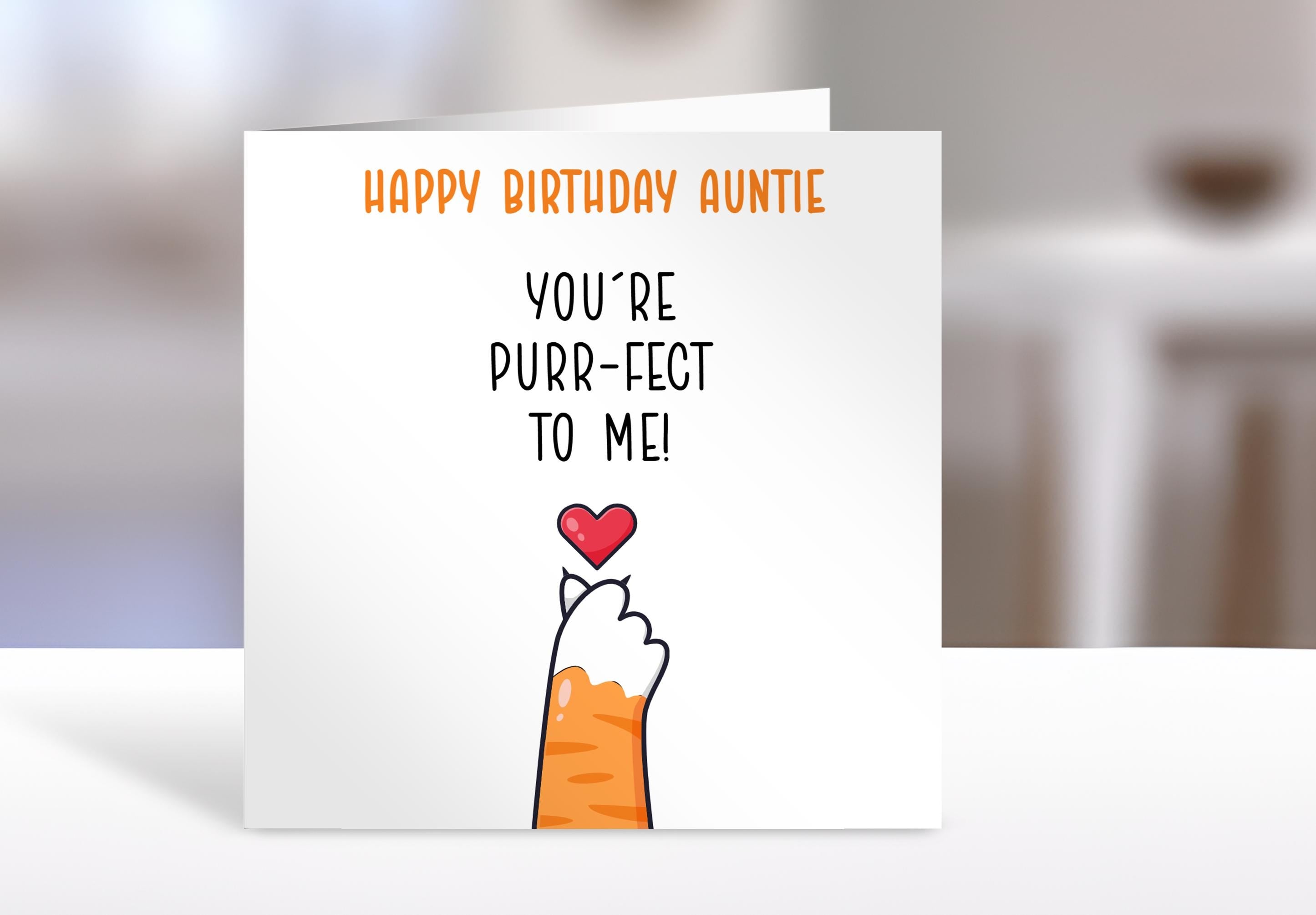 Personalised Auntie birthday card, purrfect cat, | Home Gift | greeting Cards | birthday card for Auntie