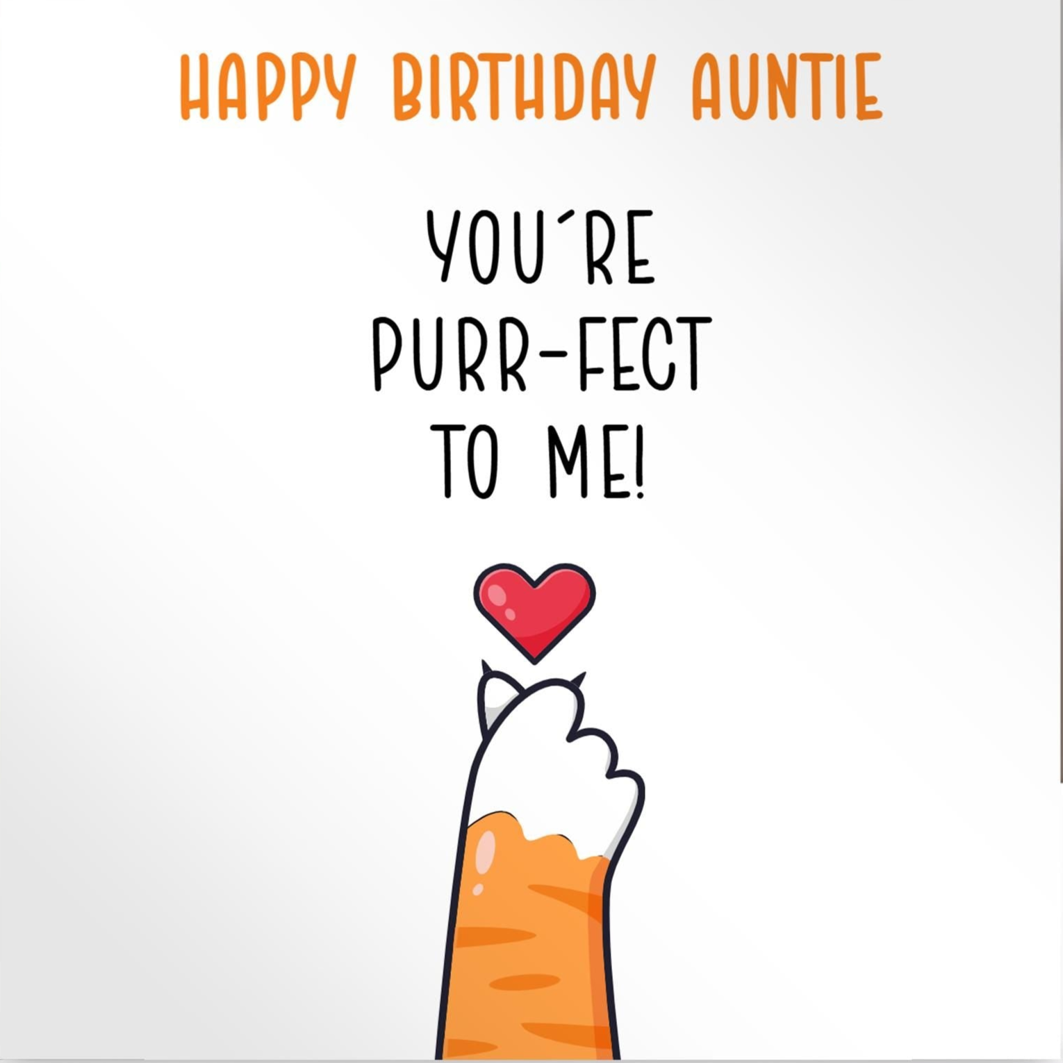 Personalised Auntie birthday card,  purrfect cat