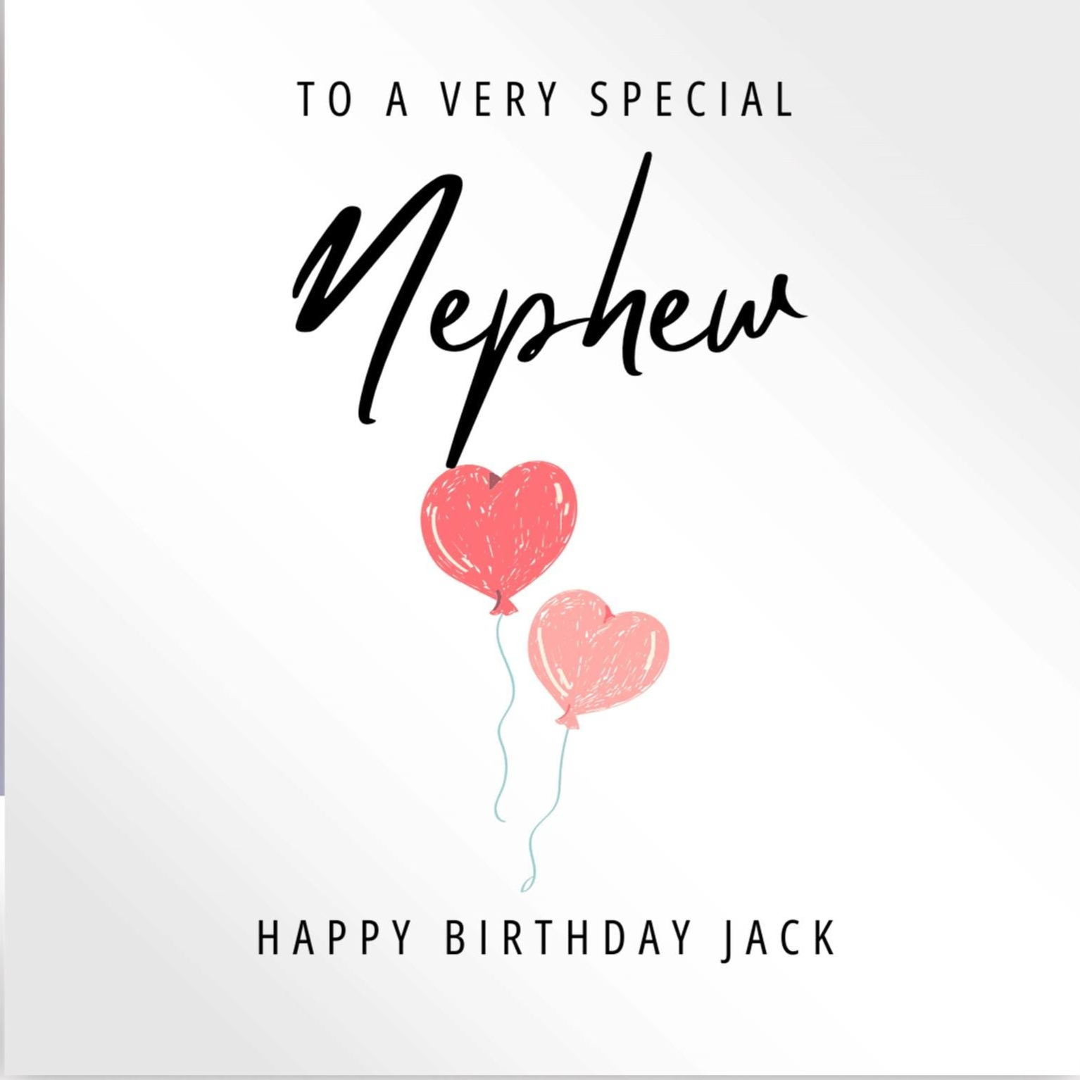 Personalised Nephew birthday card,  balloons