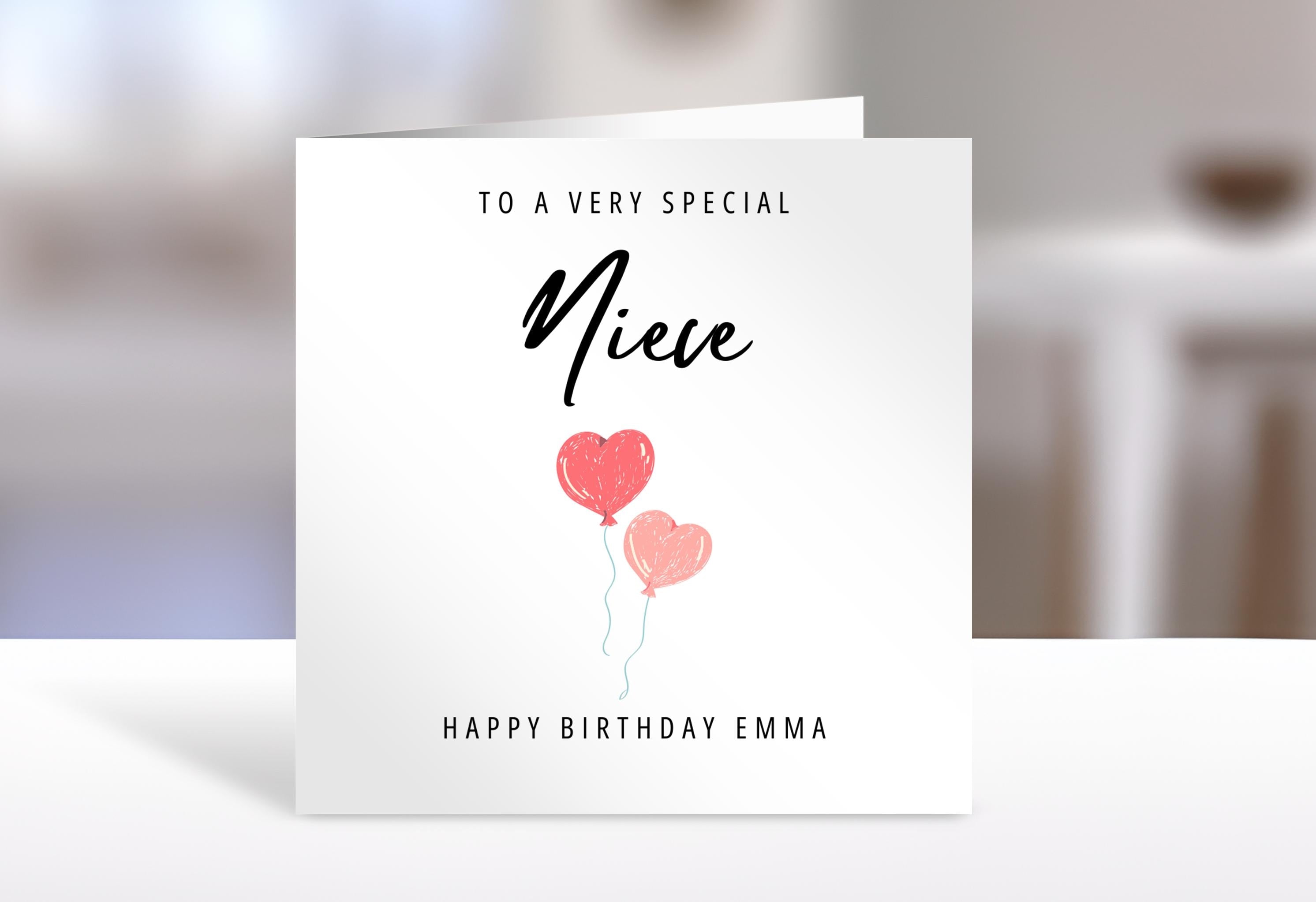 Personalised Niece birthday card, balloons | niece Gift | greeting Cards | birthday card for Niece