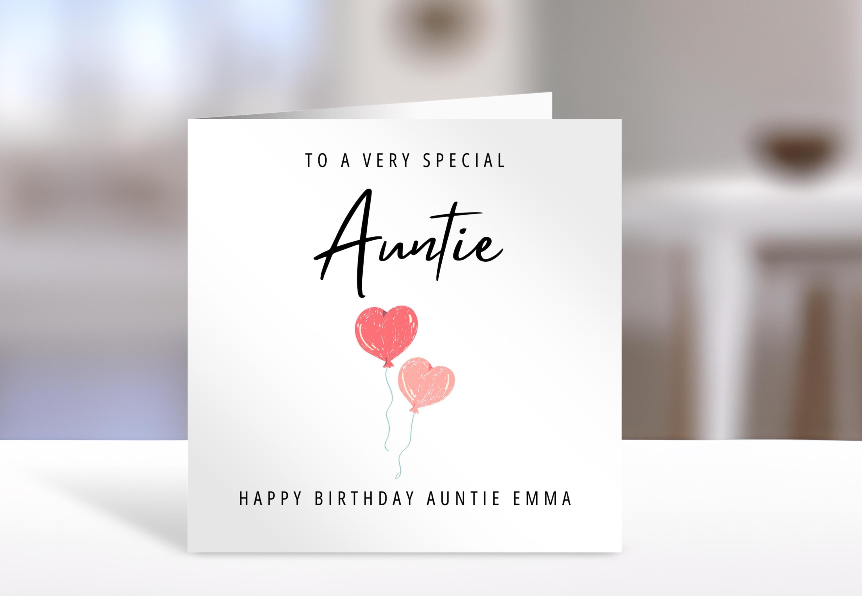 Personalised Auntie birthday card, balloons | auntie Gift | greeting Cards | birthday card for auntie