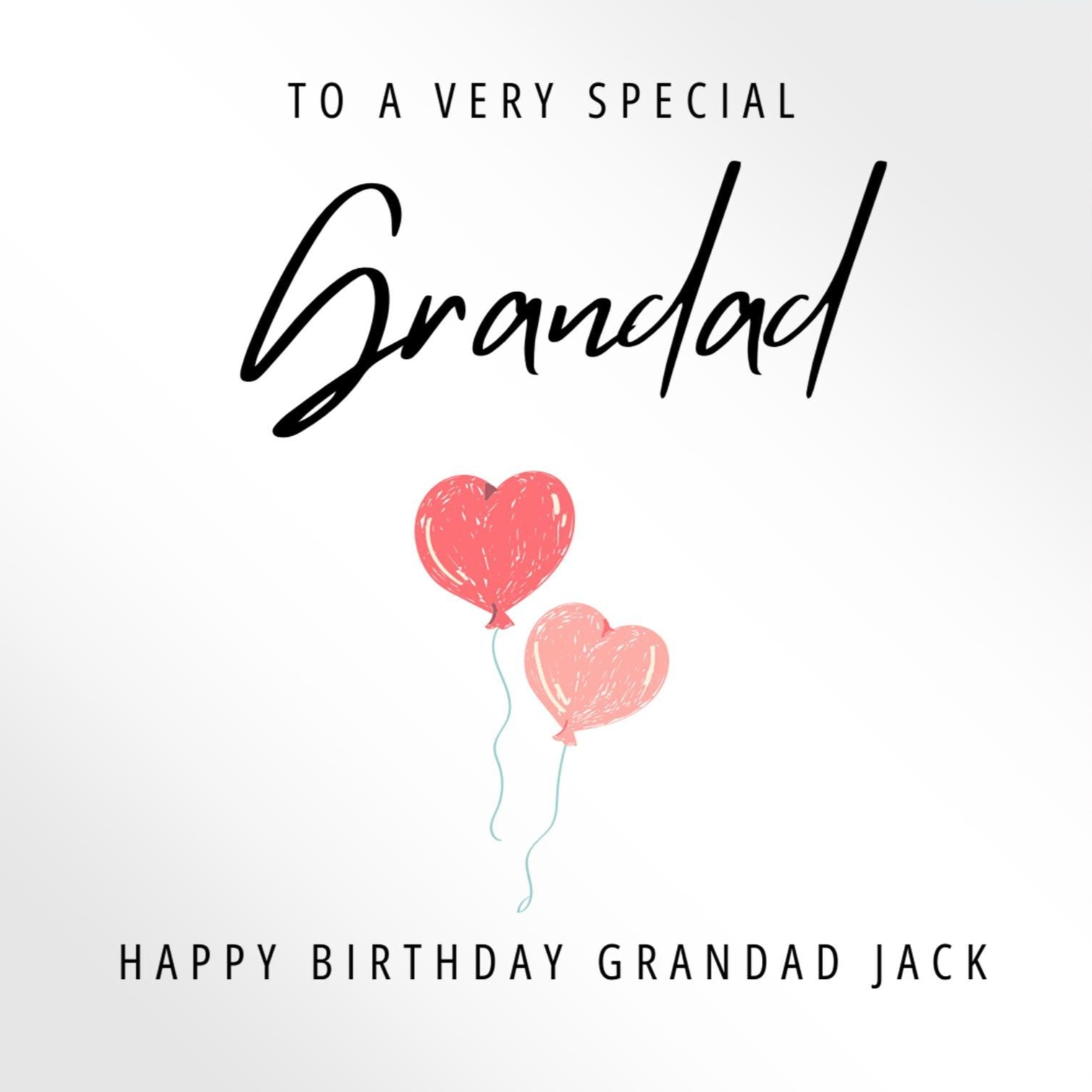 Personalised Grandad birthday card,  balloons