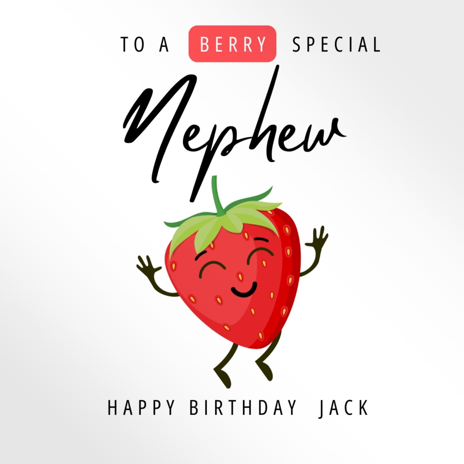 Personalised Nephew birthday card,  strawberry