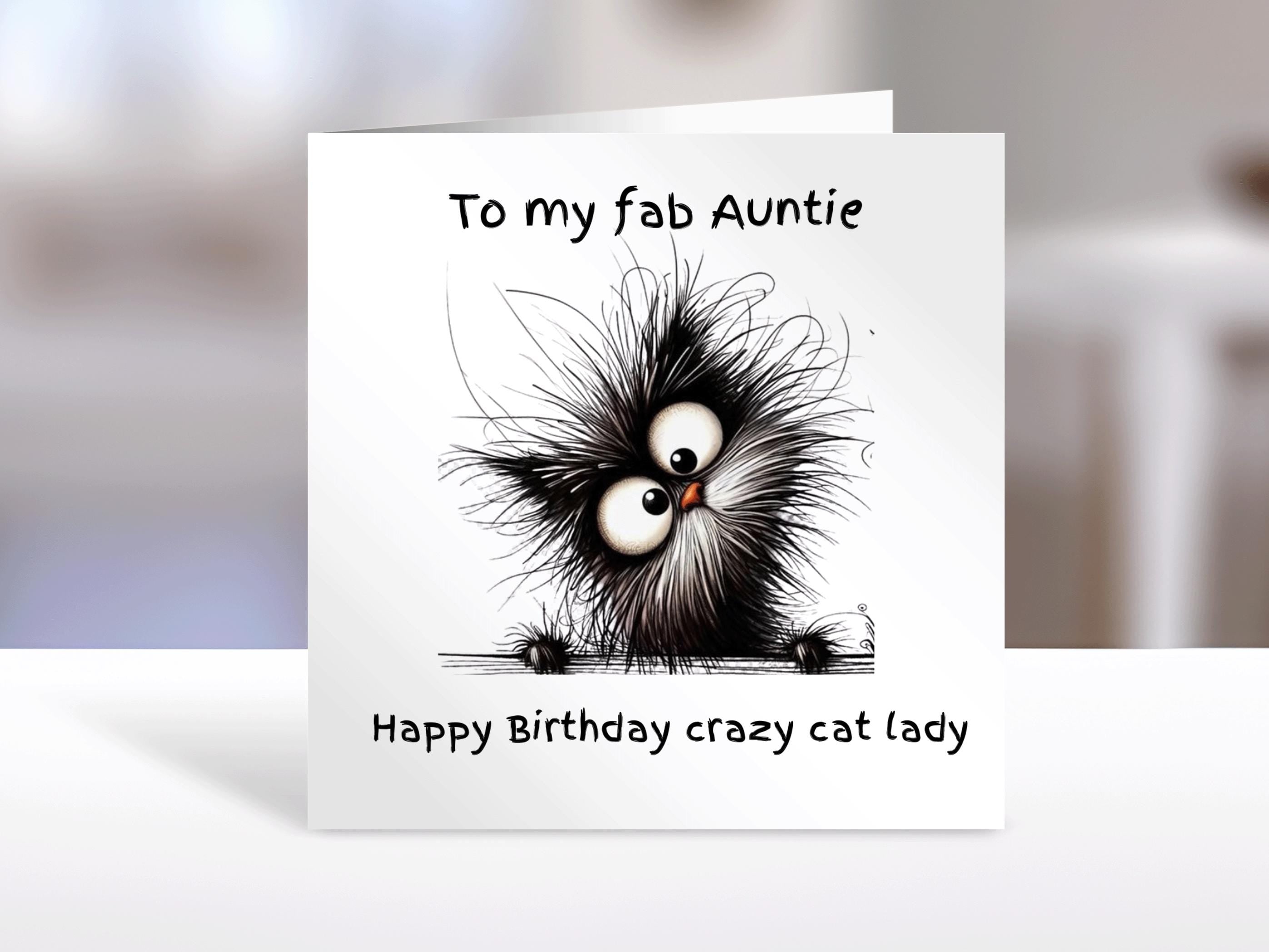 Auntie Birthday card, crazy cat lady, humorous greeting cards