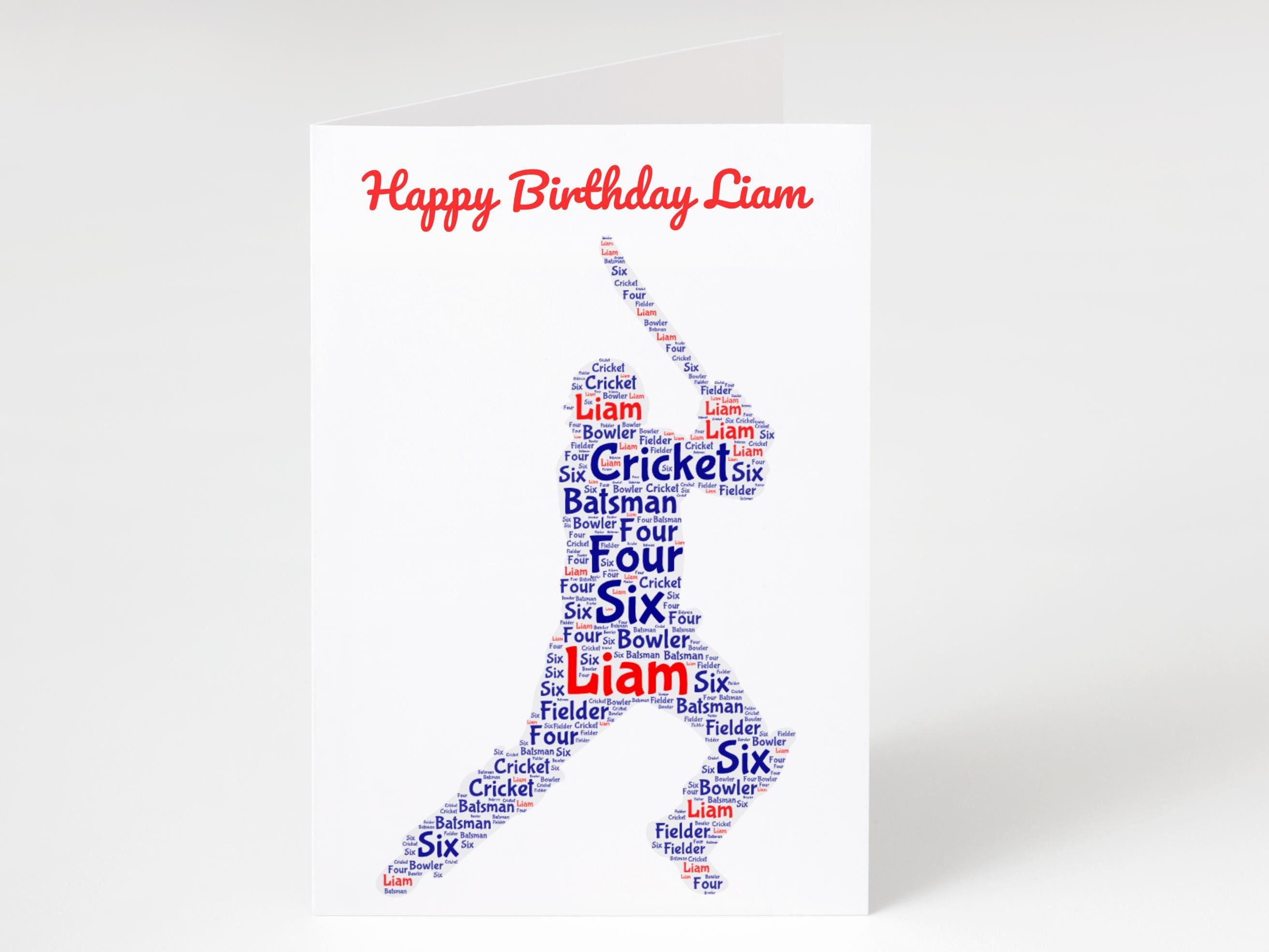 Personalised Cricket birthday card, right hander| Home Gift | cricket Cards | Personalised Family Gift | Family Illustration | Cricket