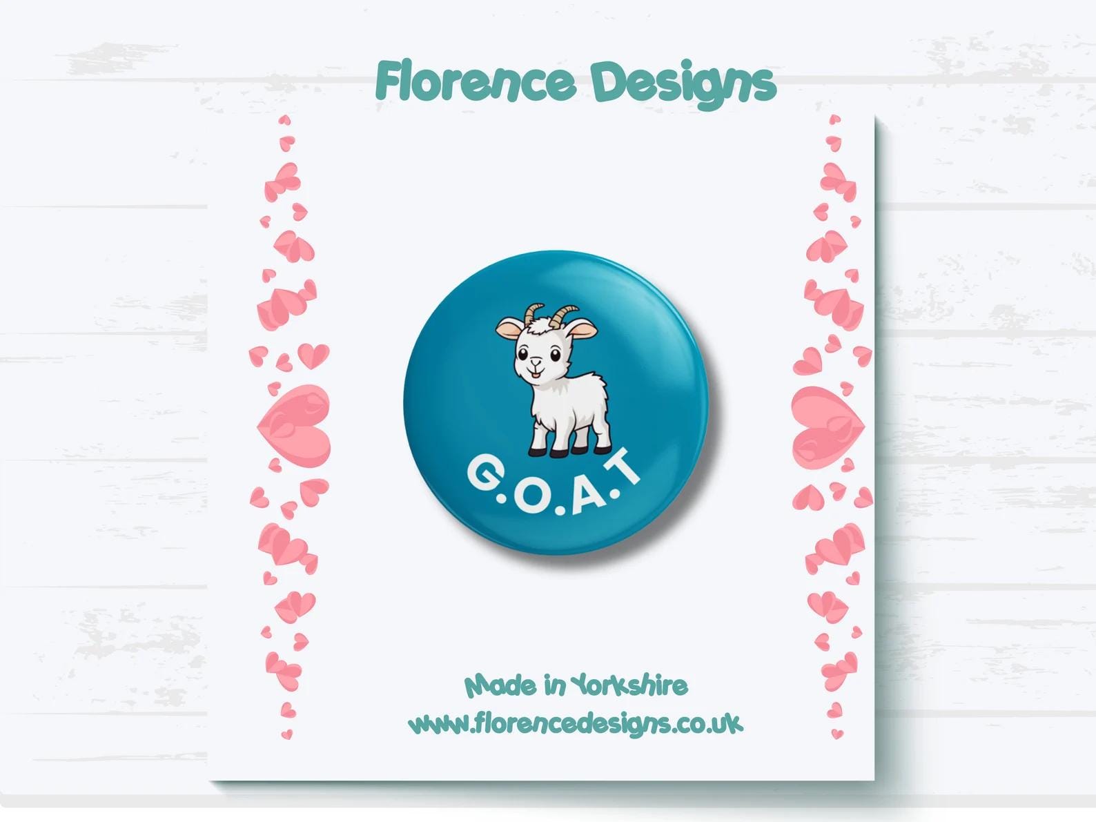 G.O.A.T Birthday card and badge, personalised name, greatest of all time, humorous greeting cards