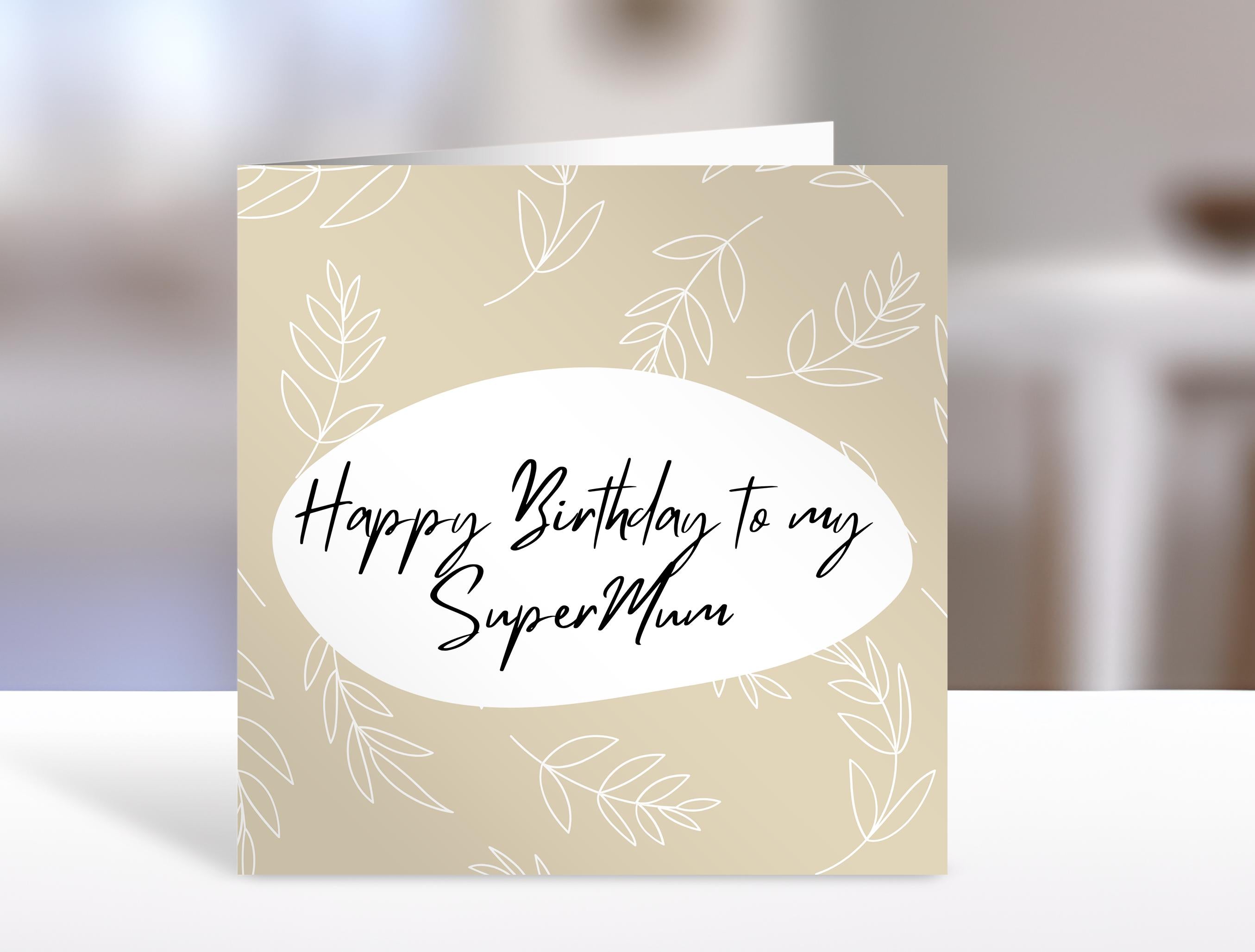 Birthday card, personalised name, Super Mum greeting card