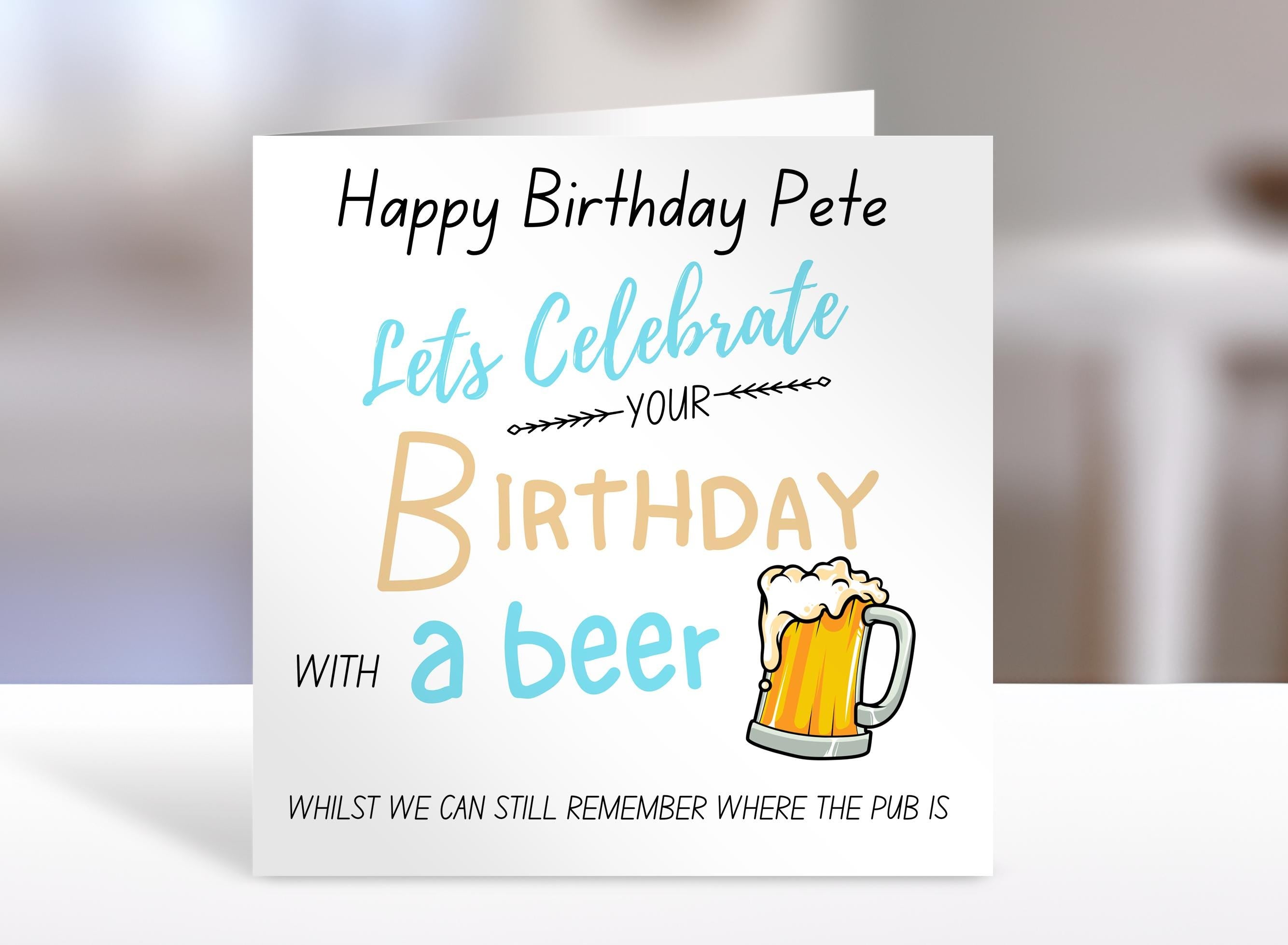 Birthday Card -beer and pub Design | Cute Greeting Cards | Birthday Gift Idea for friends, personalised