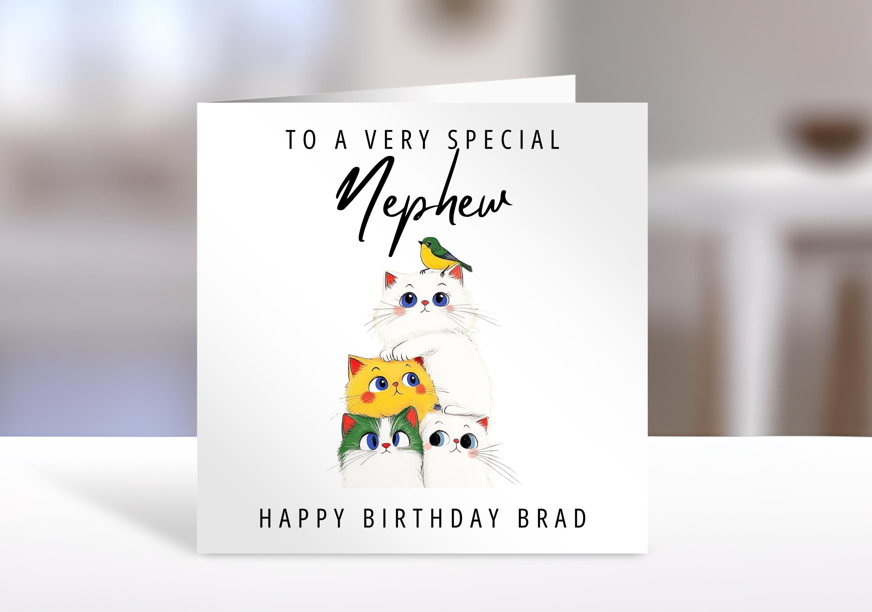 Personalised Nephew birthday card, cats | nephew Gift | greeting Cards | birthday card for Nephew