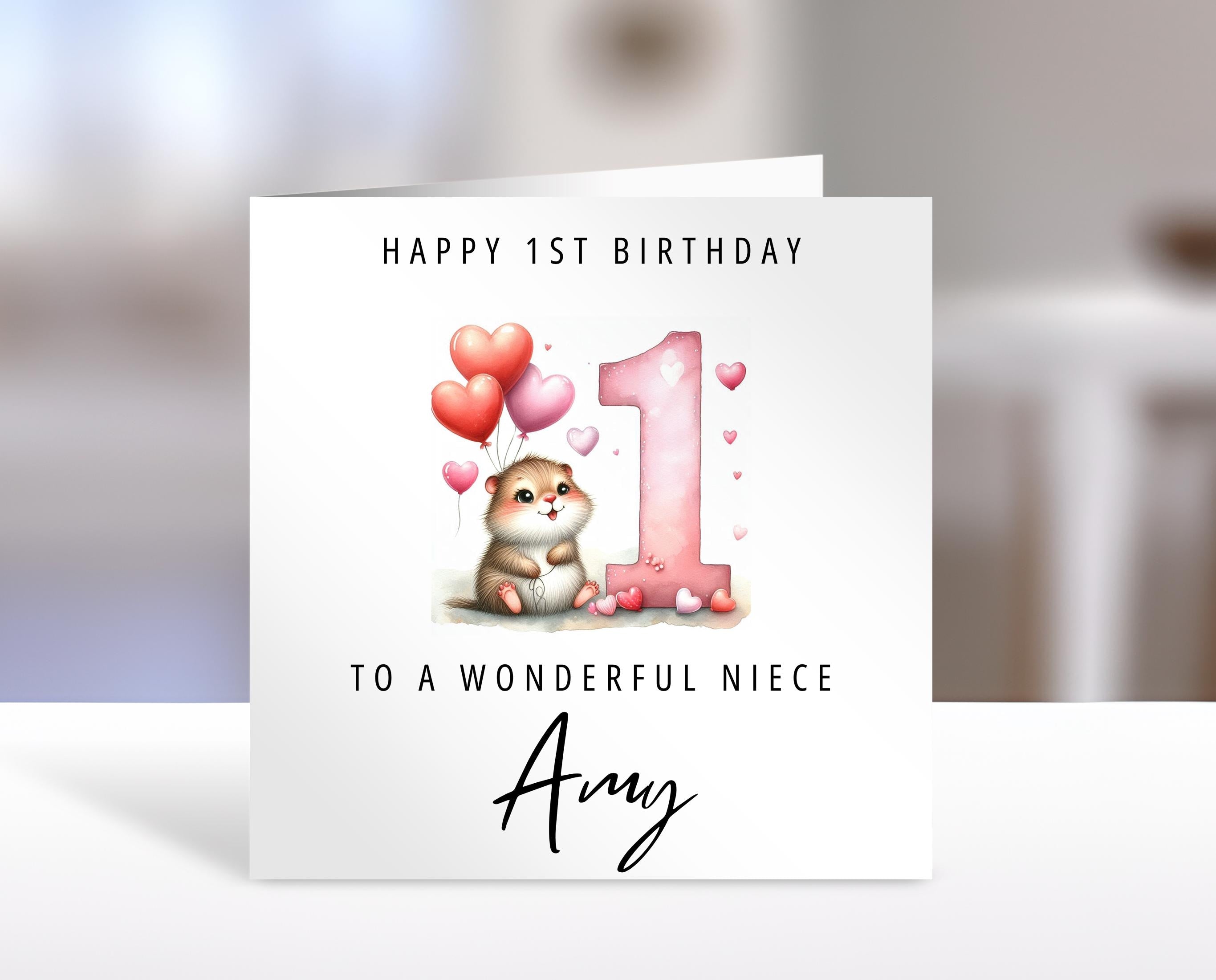 1st birthday card, Personalised, Niece, daughter, granddaughter card, greeting Cards