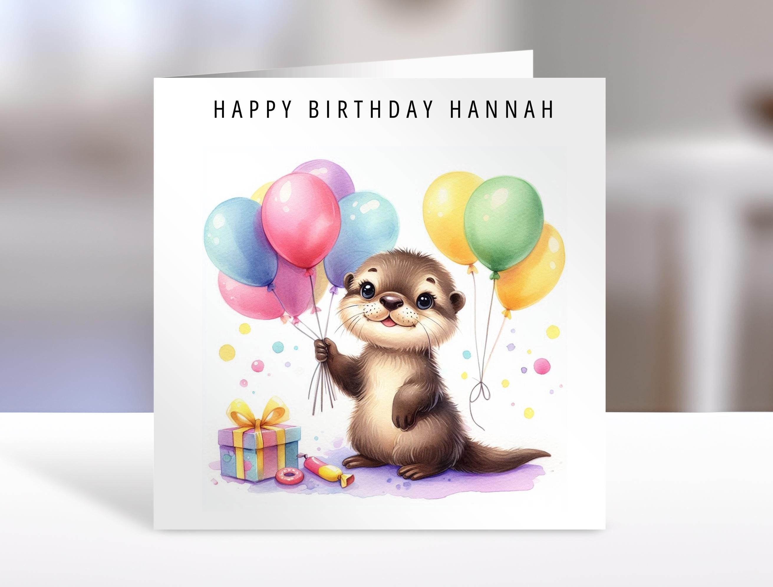 Birthday Card, otter design - Cute Greeting Card for Kids & Fun Birthday Gift Ideas, Adorable otter