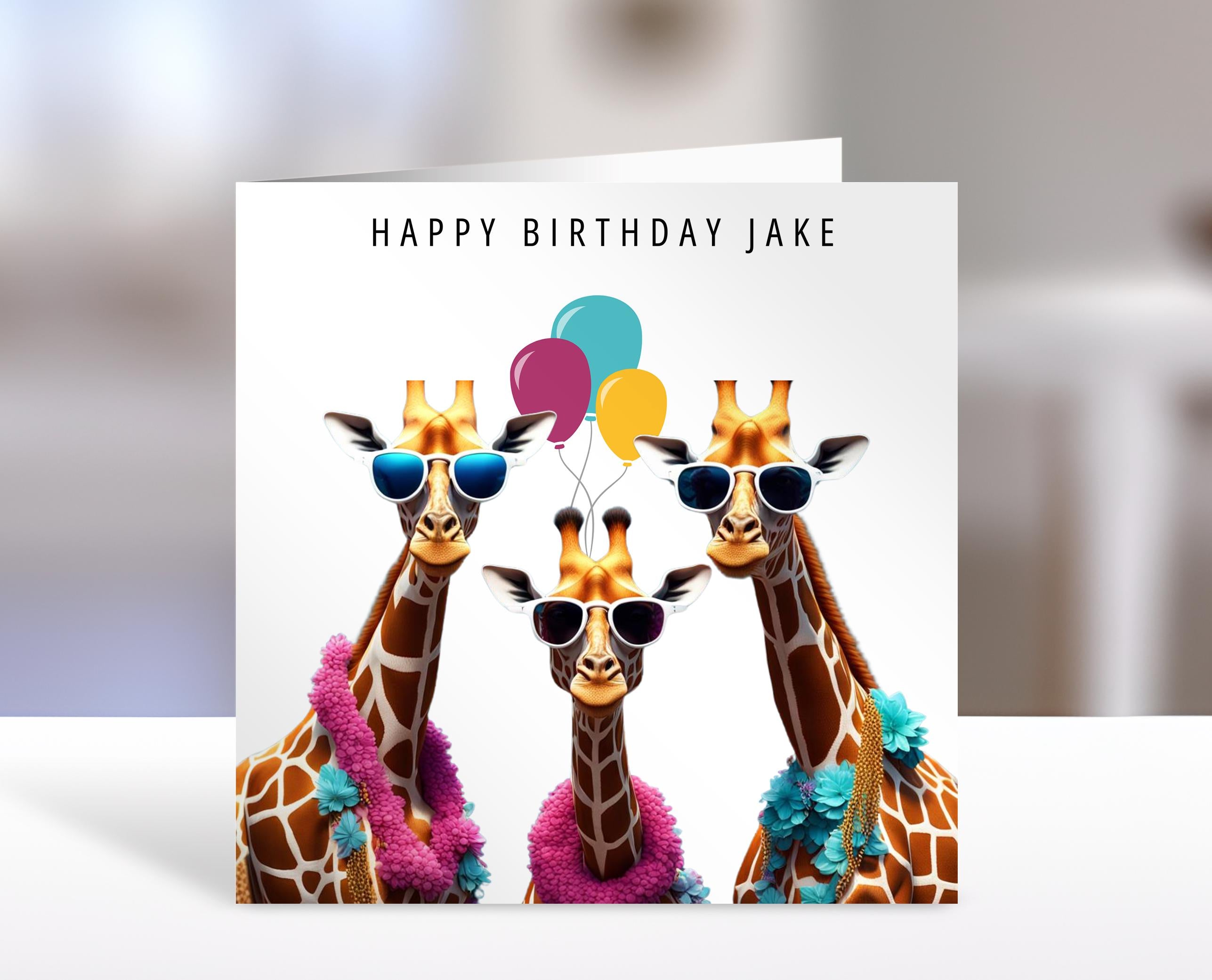 Birthday Card, giraffe design - Cute Greeting Card for Kids & Fun Birthday Gift Ideas, Adorable giraffes